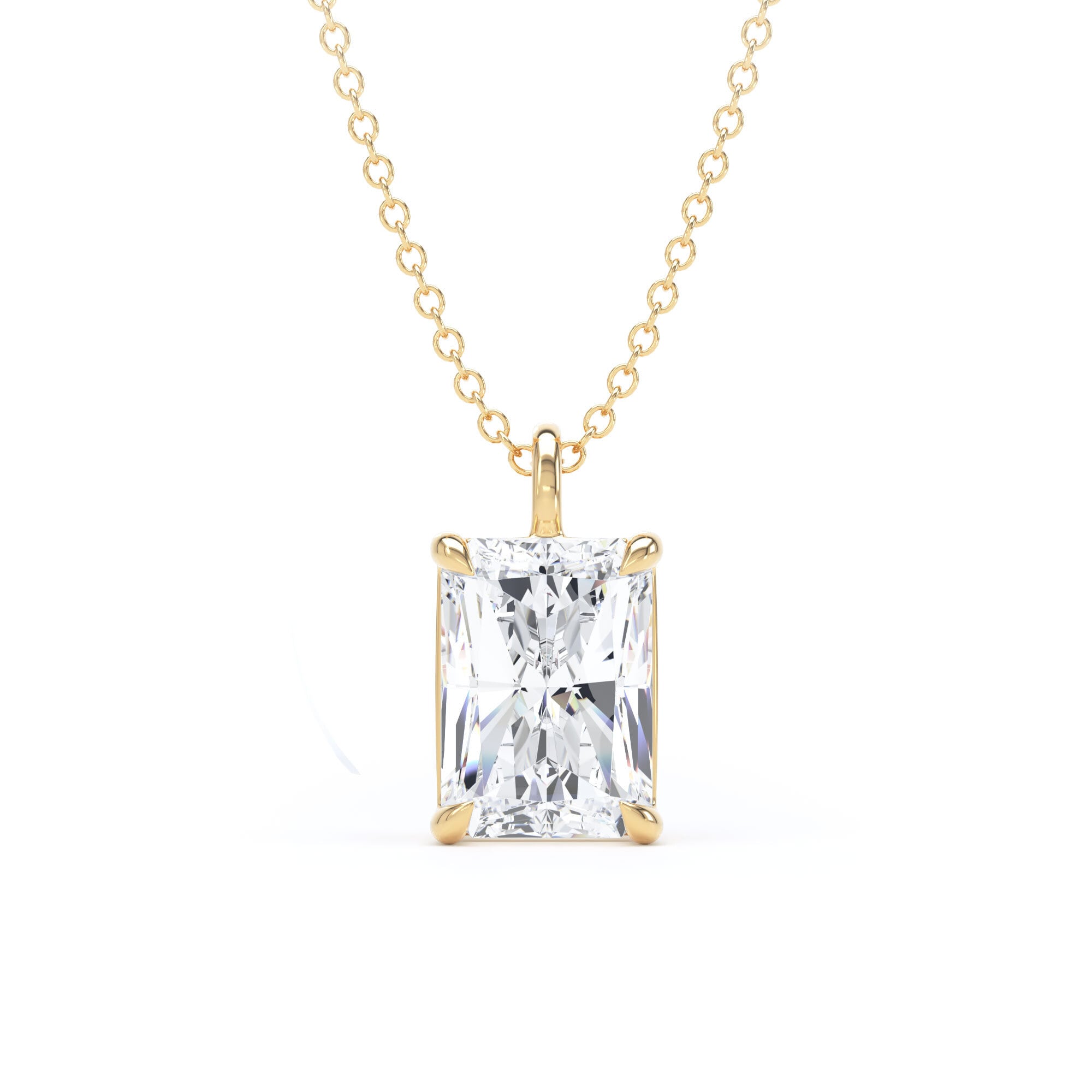 18ct Yellow Gold 1.50cttw Radiant Cut Solitaire Lab Grown Diamond Pendant