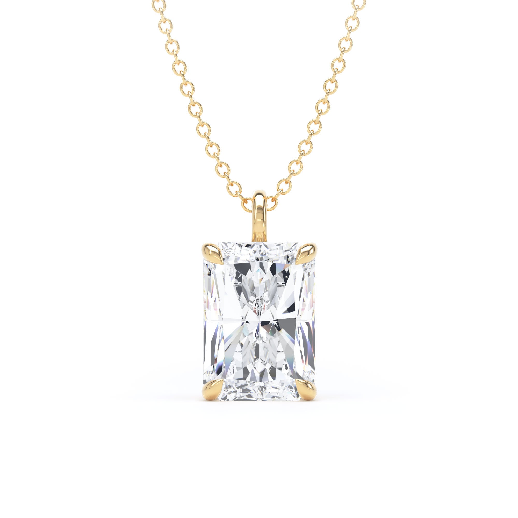 18ct Yellow Gold 2.00cttw Radiant Cut Solitaire Lab Grown Diamond Pendant