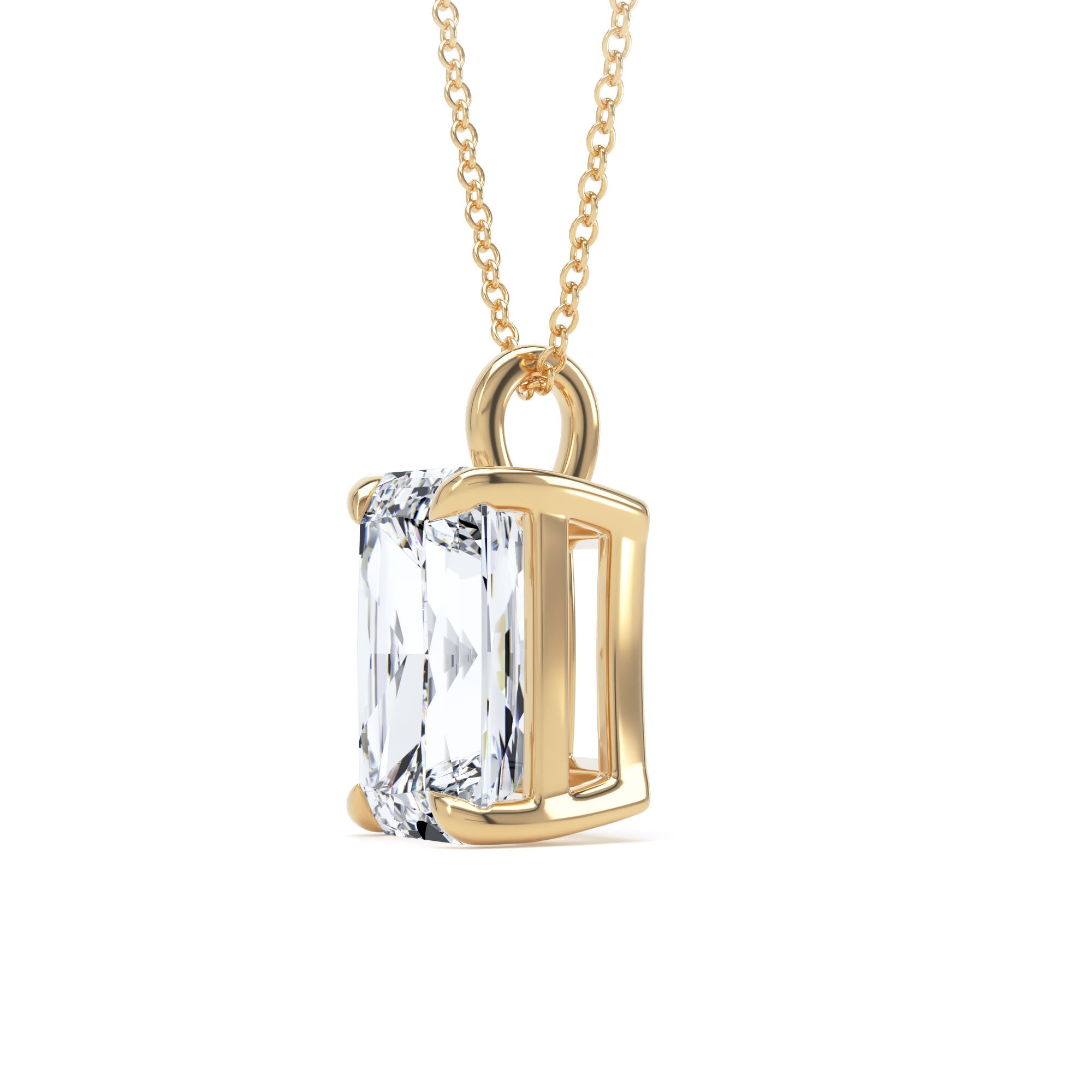 Goldsmiths 18ct Yellow Gold 2.50cttw Radiant Cut Solitaire Lab Grown Diamond Pendant Goldsmiths 18ct Yellow Gold 2.50cttw Radiant Cut Solitaire Lab Grown Diamond Pendant