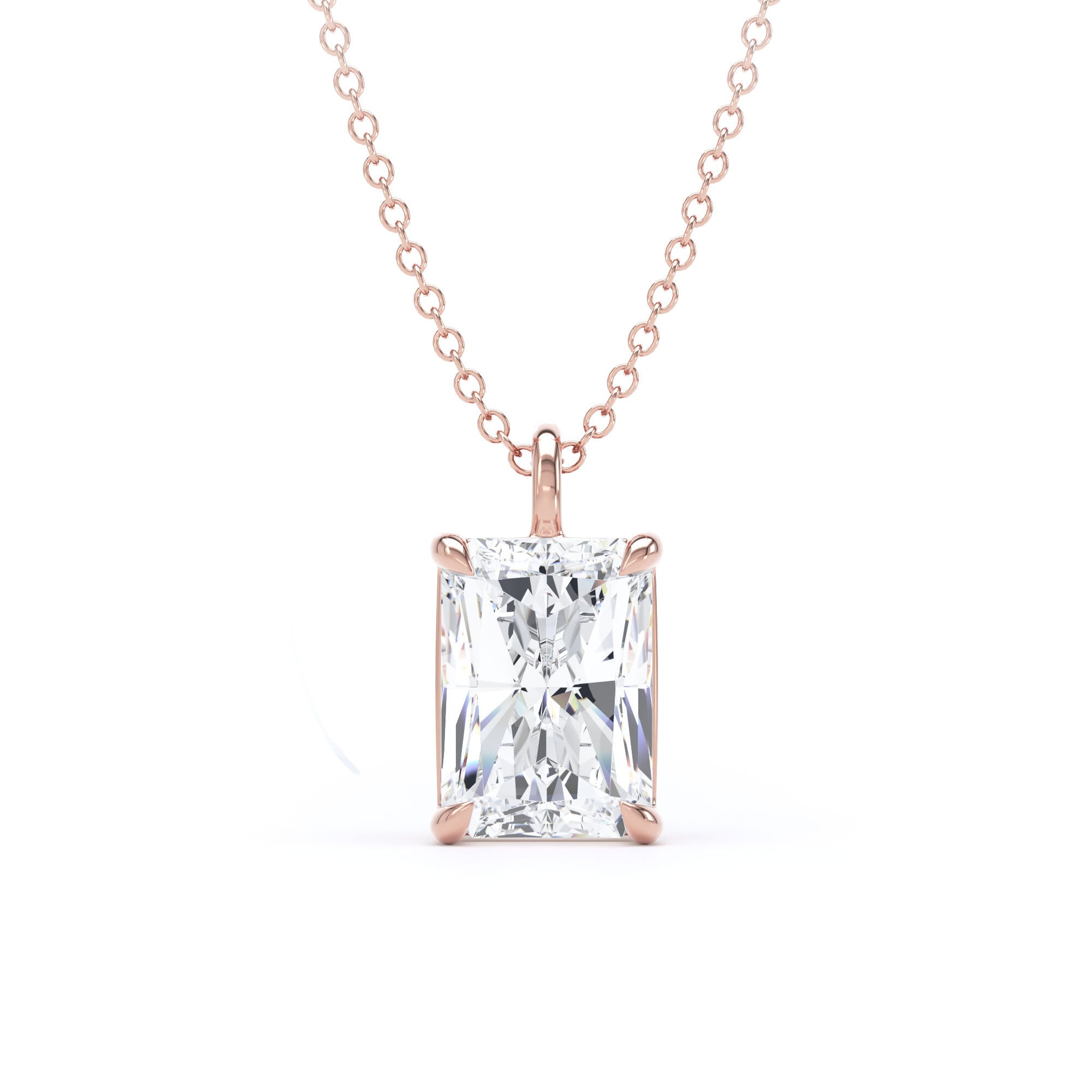 18ct Rose Gold 1.50cttw Radiant Cut Solitaire Lab Grown Diamond Pendant