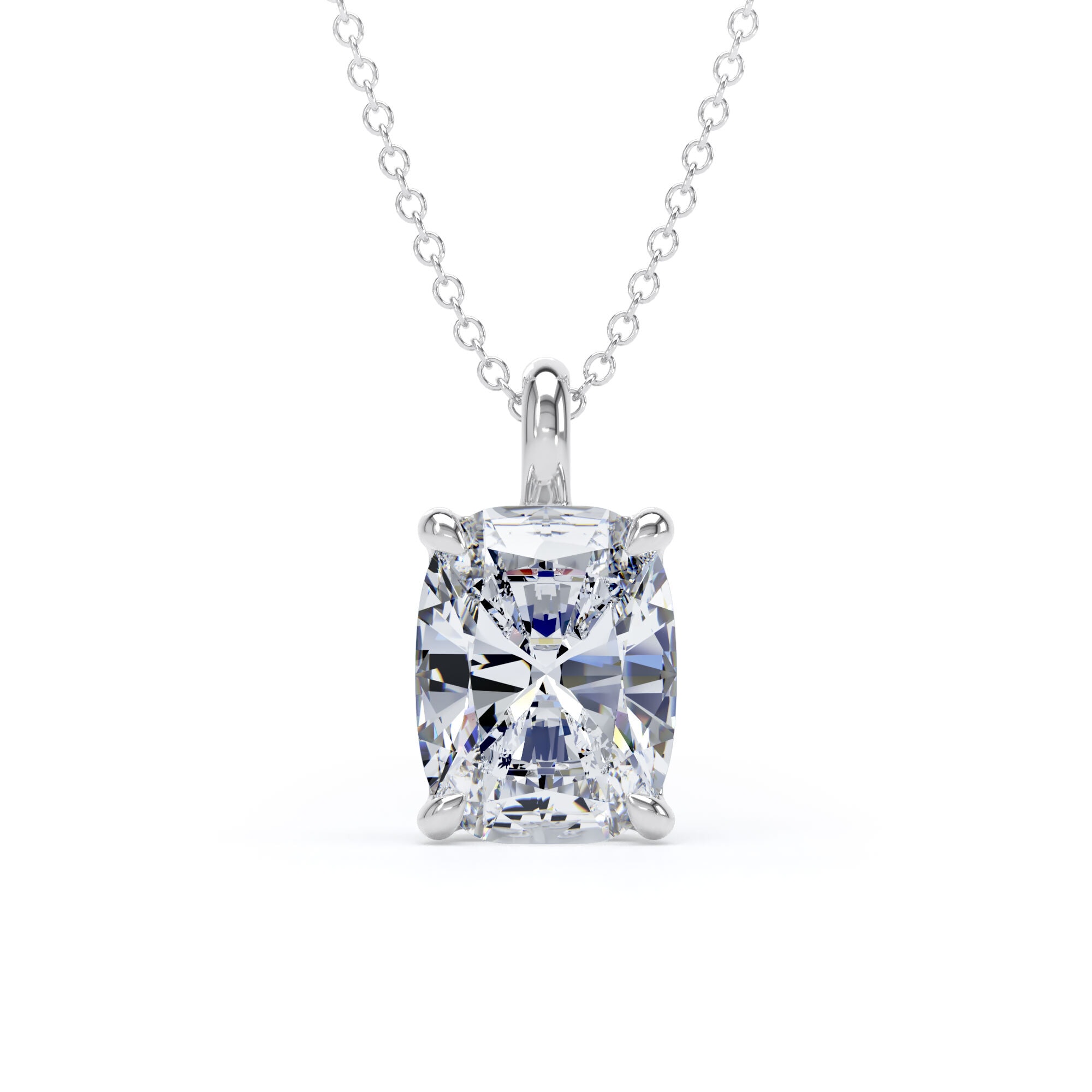 9ct White Gold 3.00cttw Elongated Cushion Cut Lab Grown Diamond Pendant