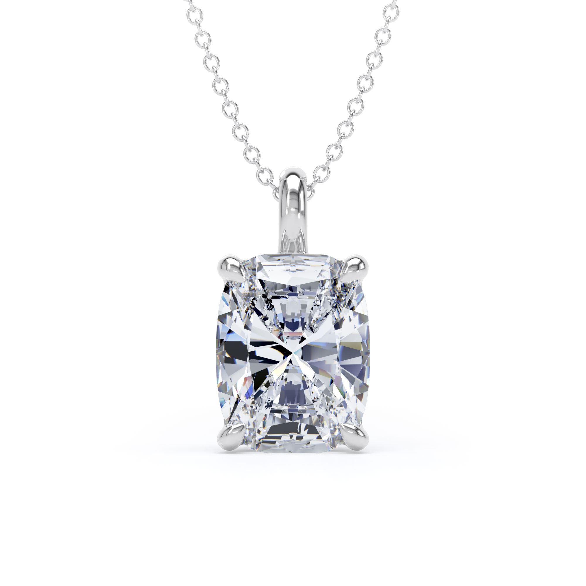9ct White Gold 4.00cttw Elongated Cushion Cut Lab Grown Diamond Pendant