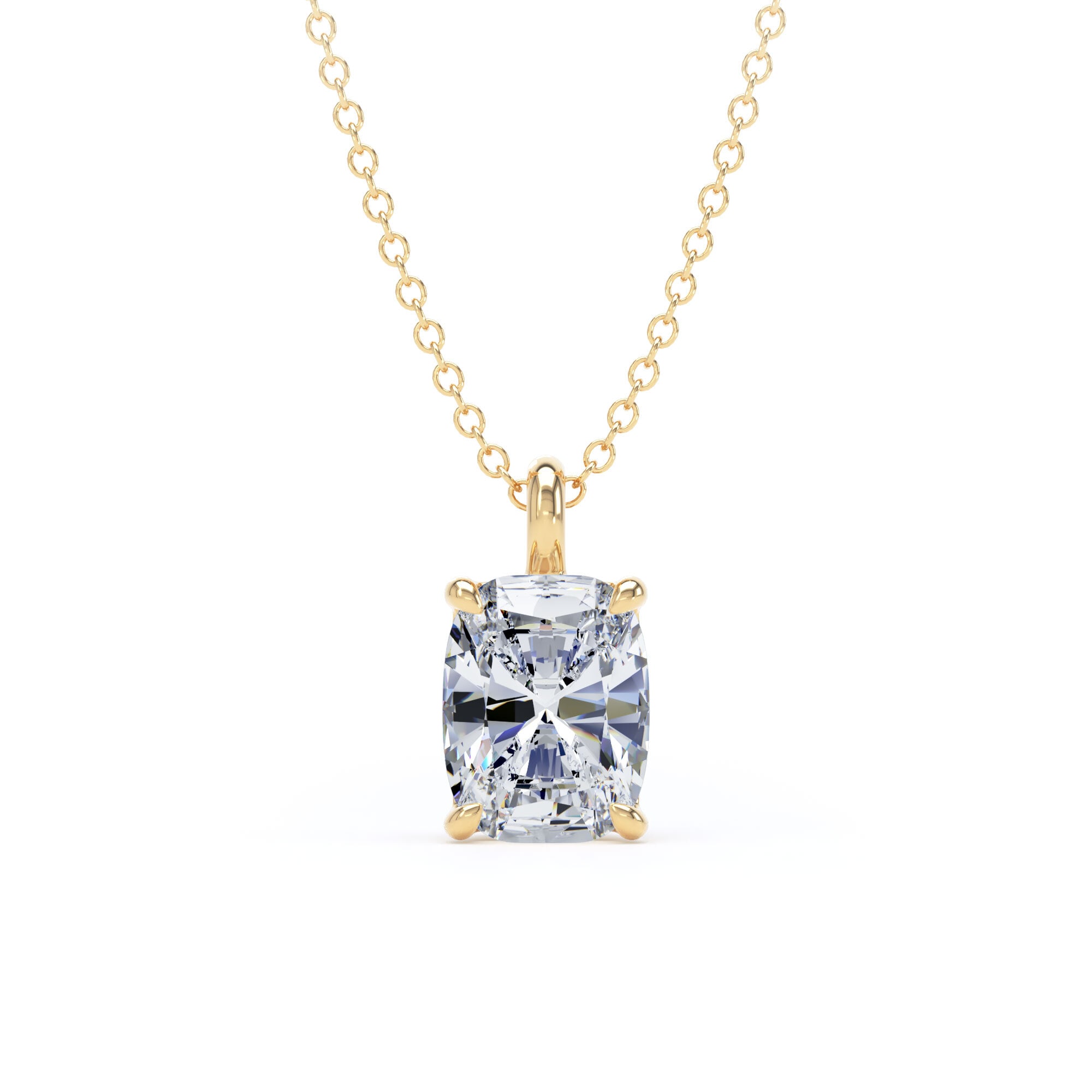 9ct Yellow Gold 1.50cttw Elongated Cushion Cut Lab Grown Diamond Pendant