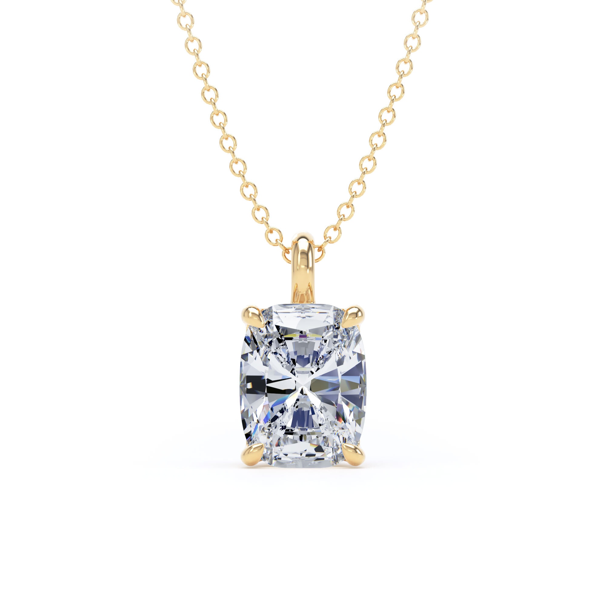 9ct Yellow Gold 2.00cttw Elongated Cushion Cut Lab Grown Diamond Pendant