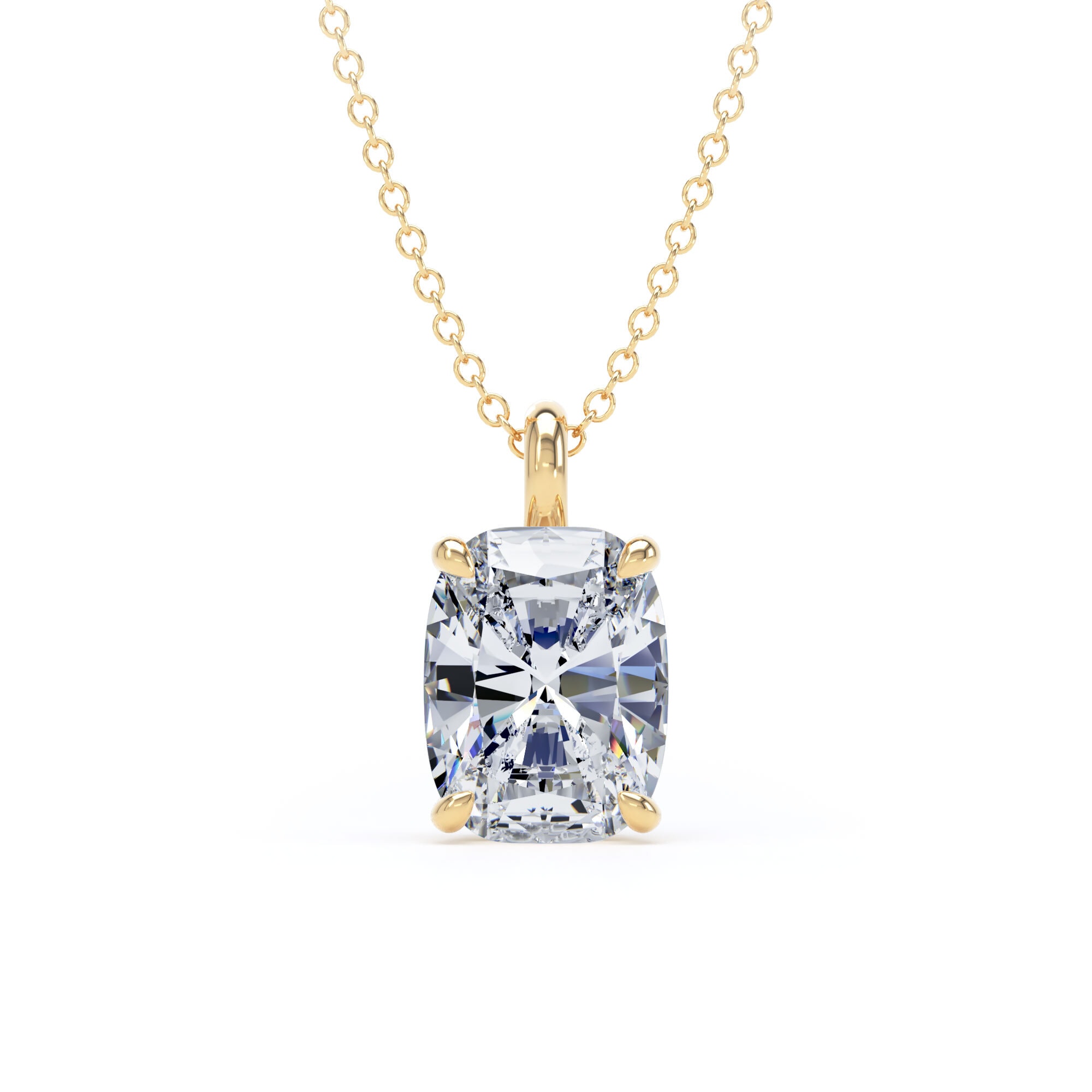 9ct Yellow Gold 2.50cttw Elongated Cushion Cut Lab Grown Diamond Pendant