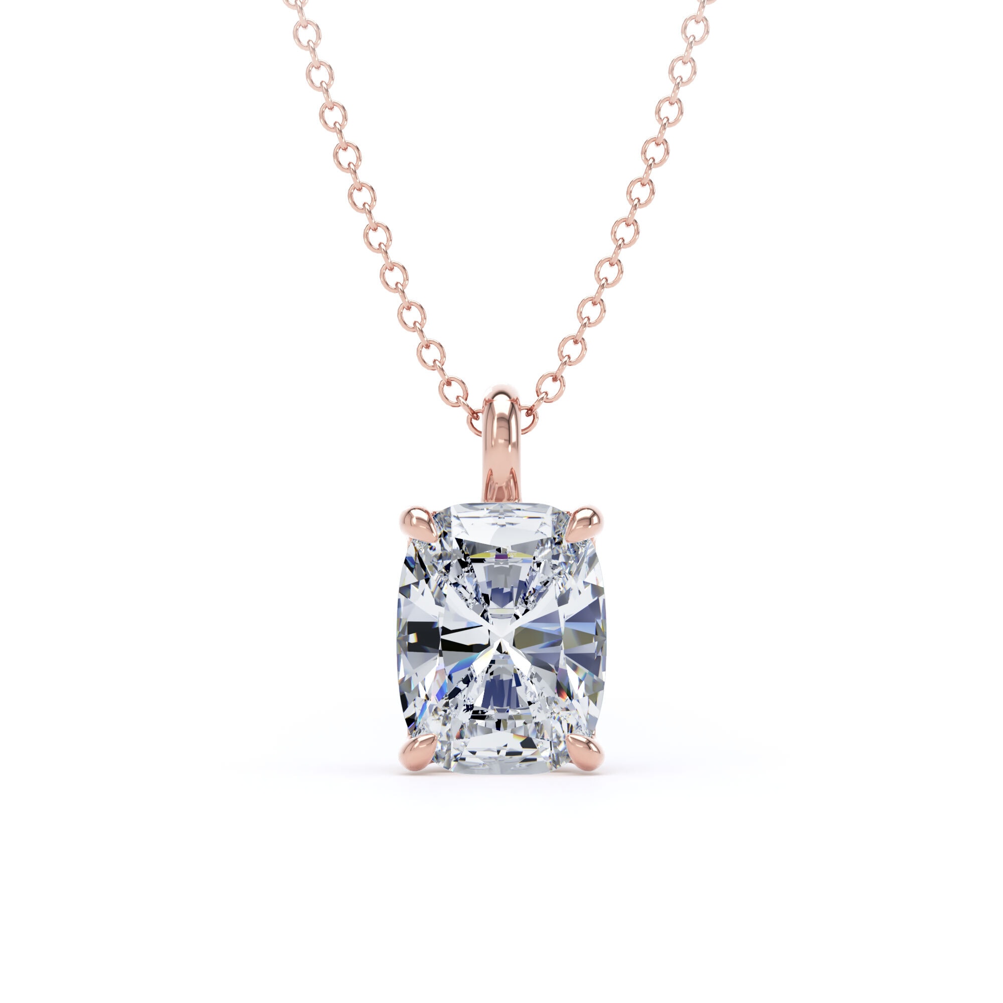 9ct Rose Gold 2.00cttw Elongated Cushion Cut Lab Grown Diamond Pendant