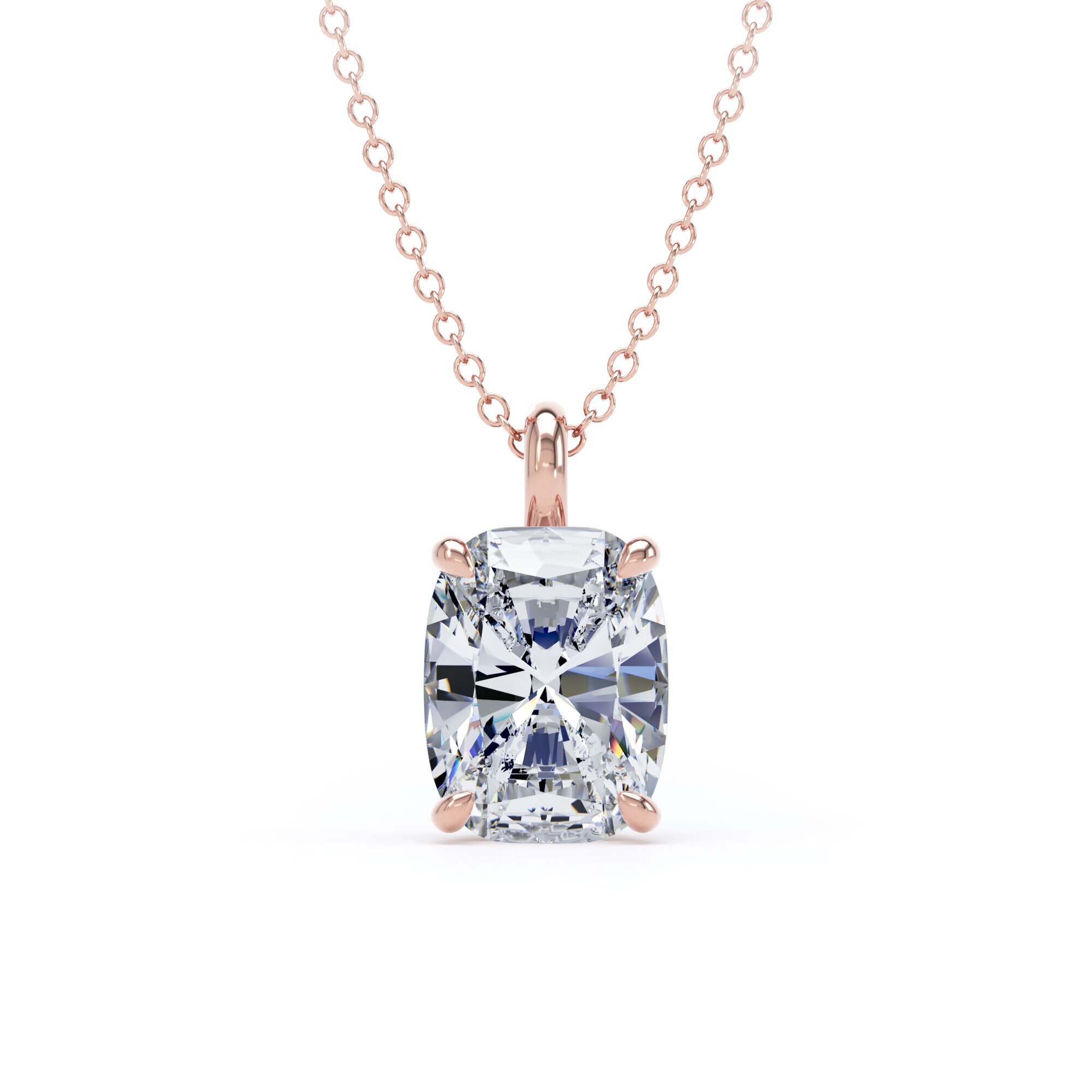 9ct Rose Gold 2.50cttw Elongated Cushion Cut Lab Grown Diamond Pendant