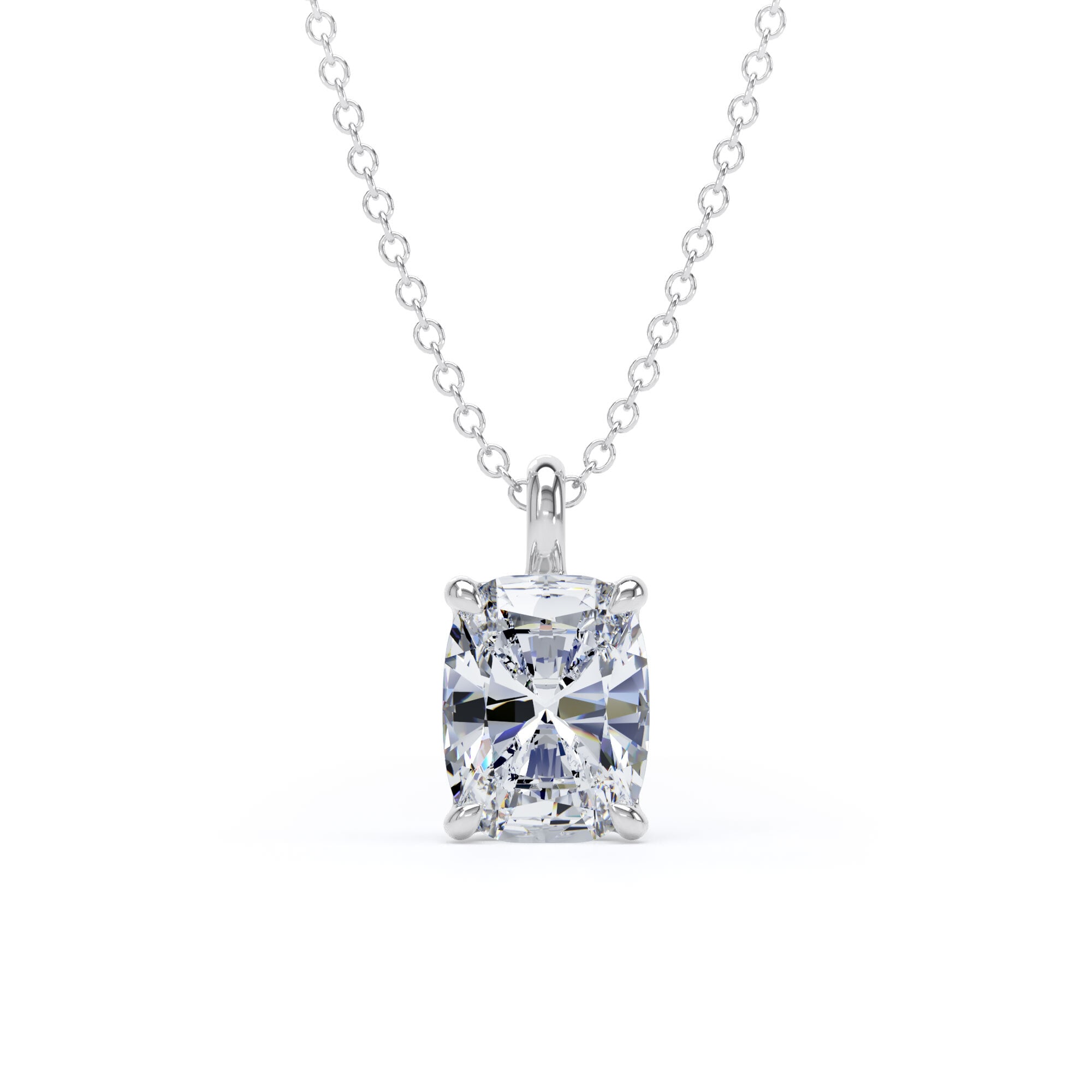 18ct White Gold 1.50cttw Elongated Cushion Cut Lab Grown Diamond Pendant