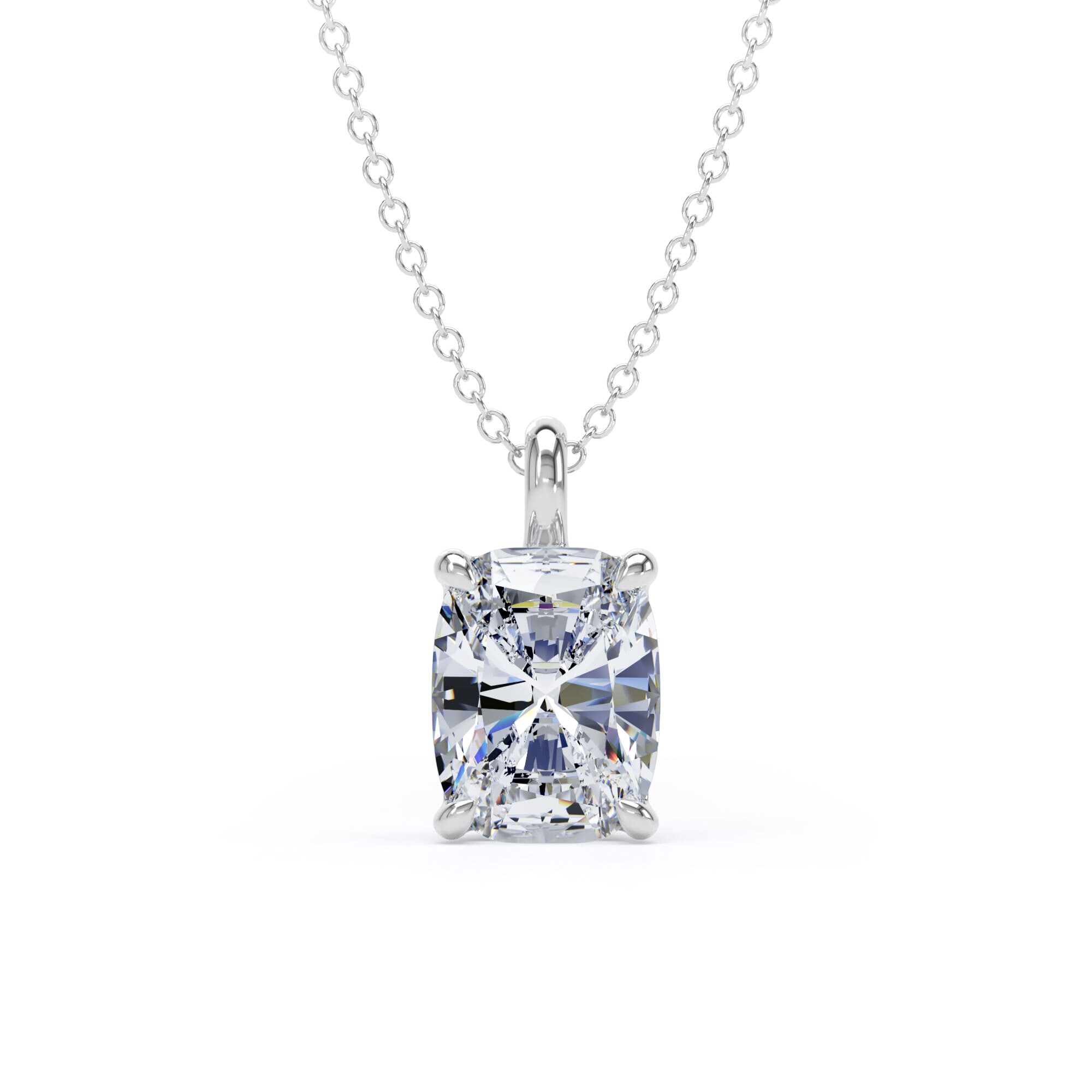 18ct White Gold 2.00cttw Elongated Cushion Cut Lab Grown Diamond Pendant