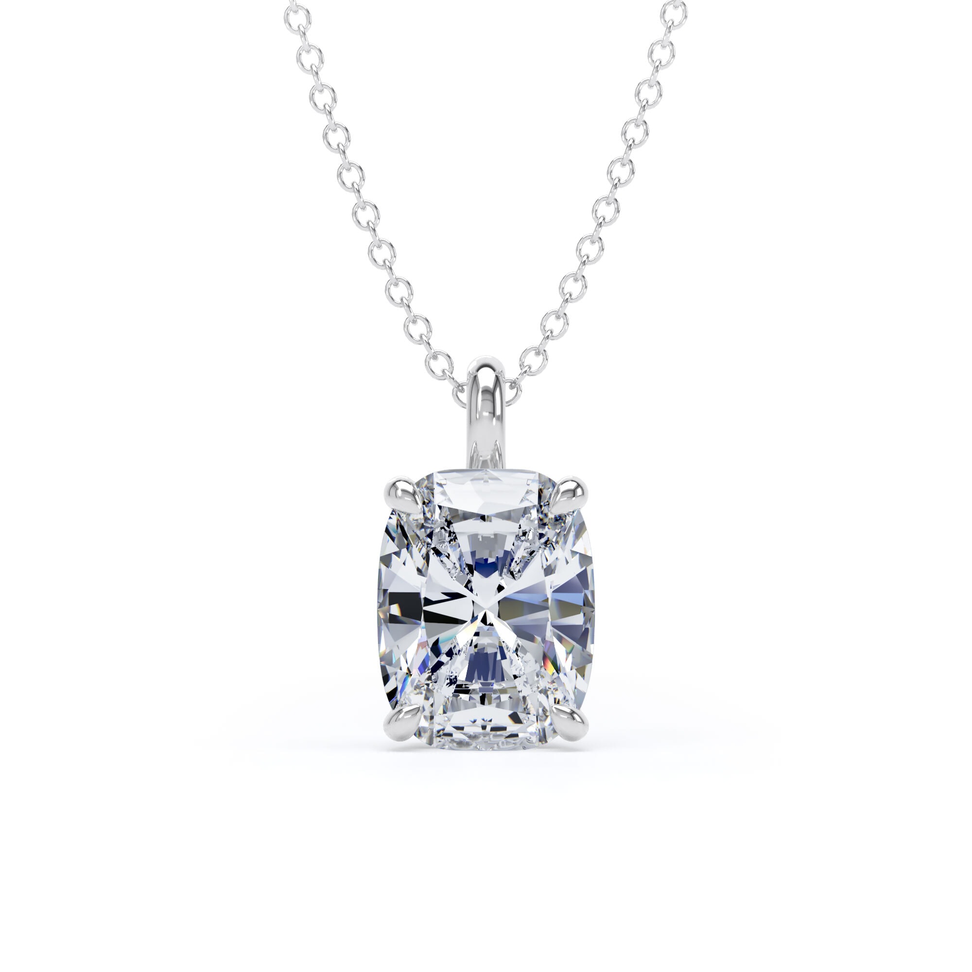 18ct White Gold 2.50cttw Elongated Cushion Cut Lab Grown Diamond Pendant