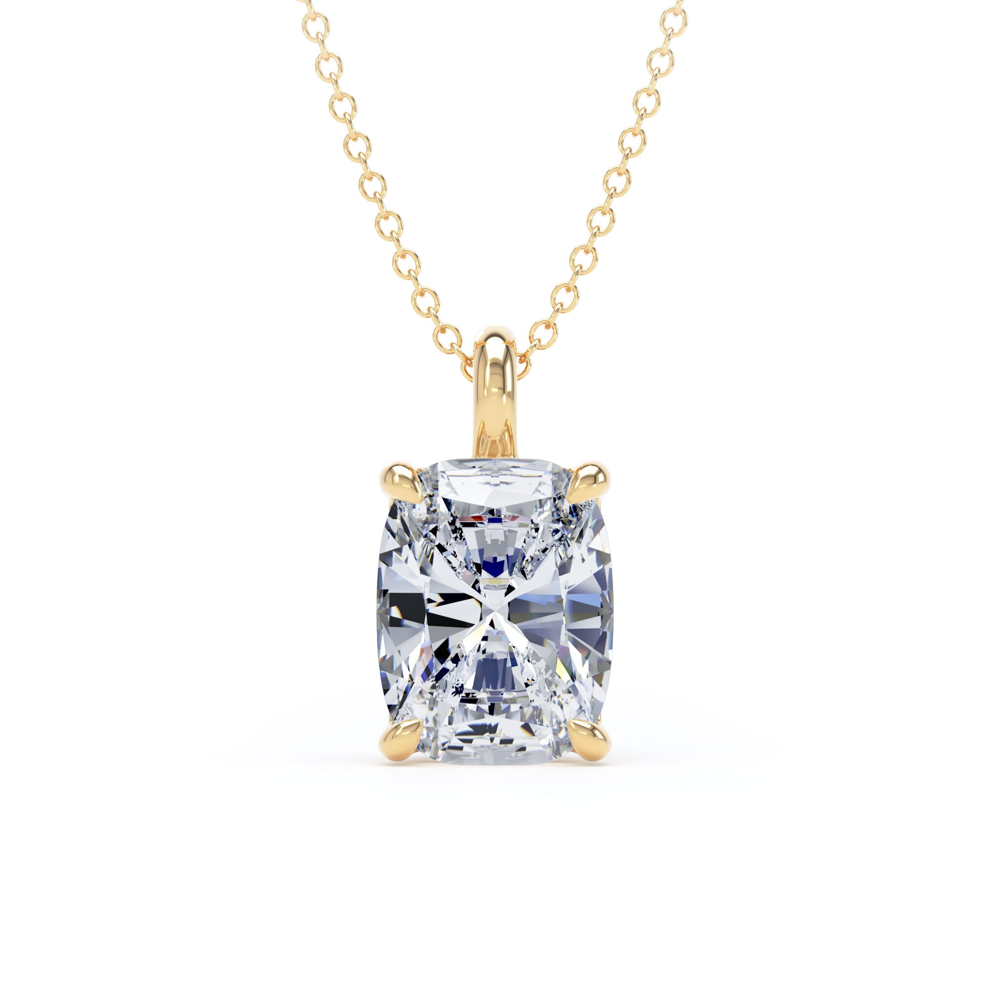 18ct Yellow Gold 3.00cttw Elongated Cushion Cut Lab Grown Diamond Pendant