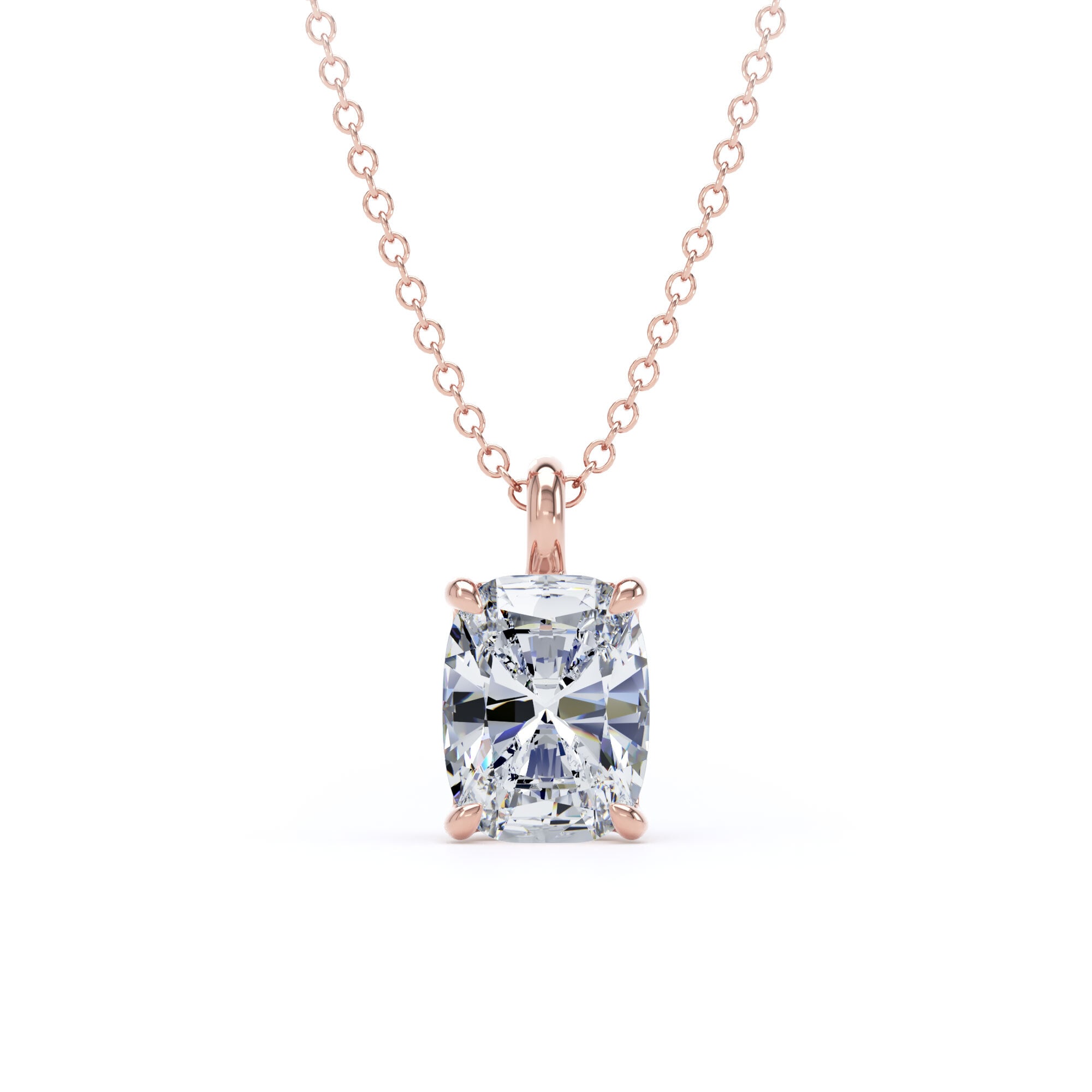 18ct Rose Gold 1.50cttw Elongated Cushion Cut Lab Grown Diamond Pendant