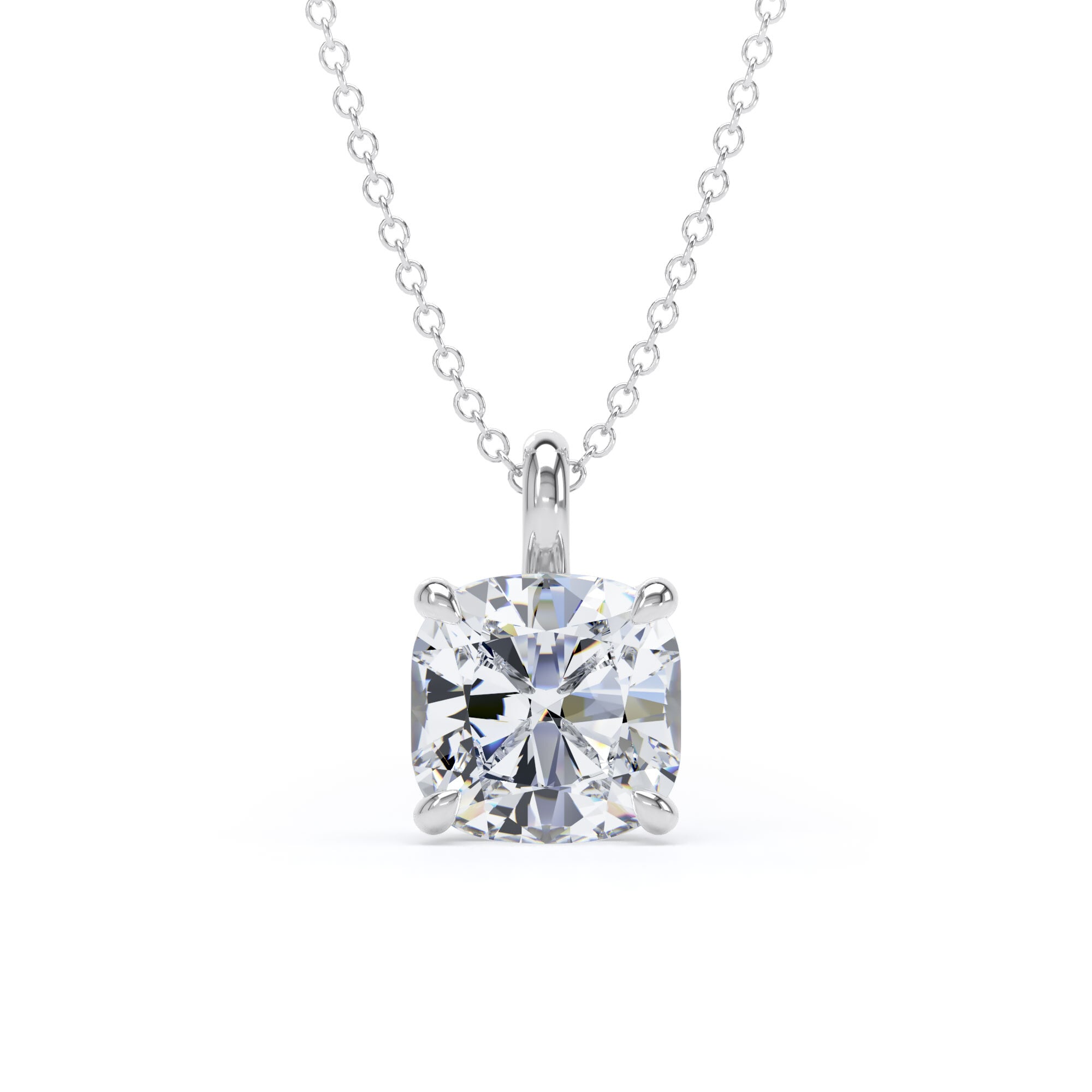 9ct White Gold 2.50cttw Cushion Cut Lab Grown Diamond Pendant