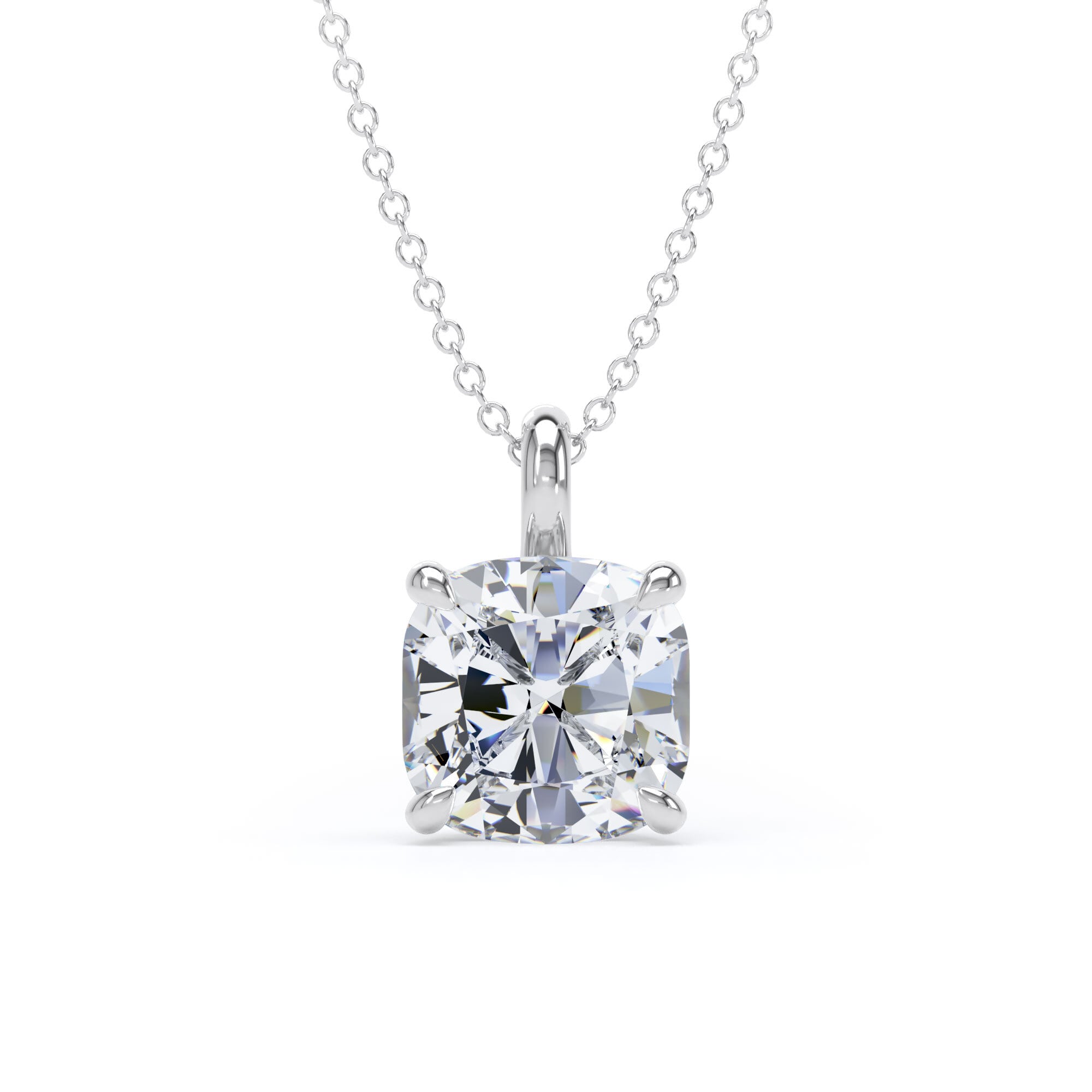9ct White Gold 4.00cttw Cushion Cut Lab Grown Diamond Pendant