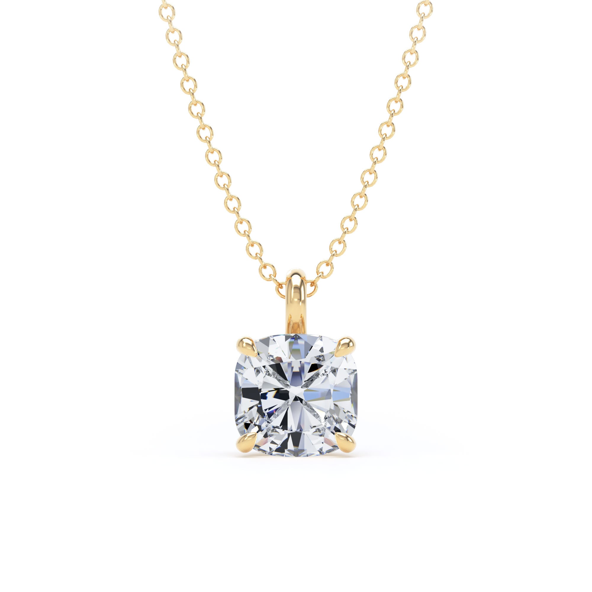 9ct Yellow Gold 1.50cttw Cushion Cut Lab Grown Diamond Pendant