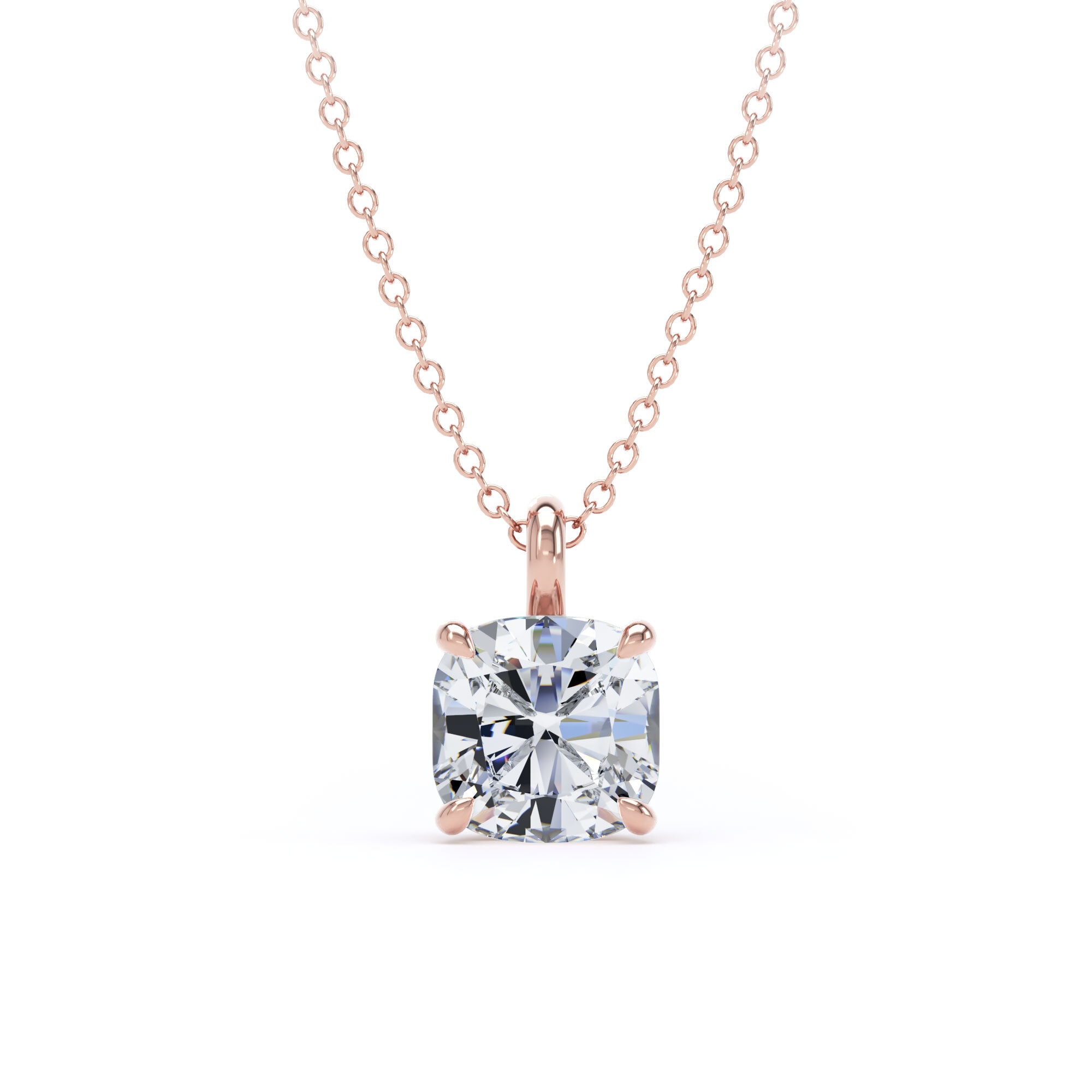 9ct Rose Gold 1.50cttw Cushion Cut Lab Grown Diamond Pendant