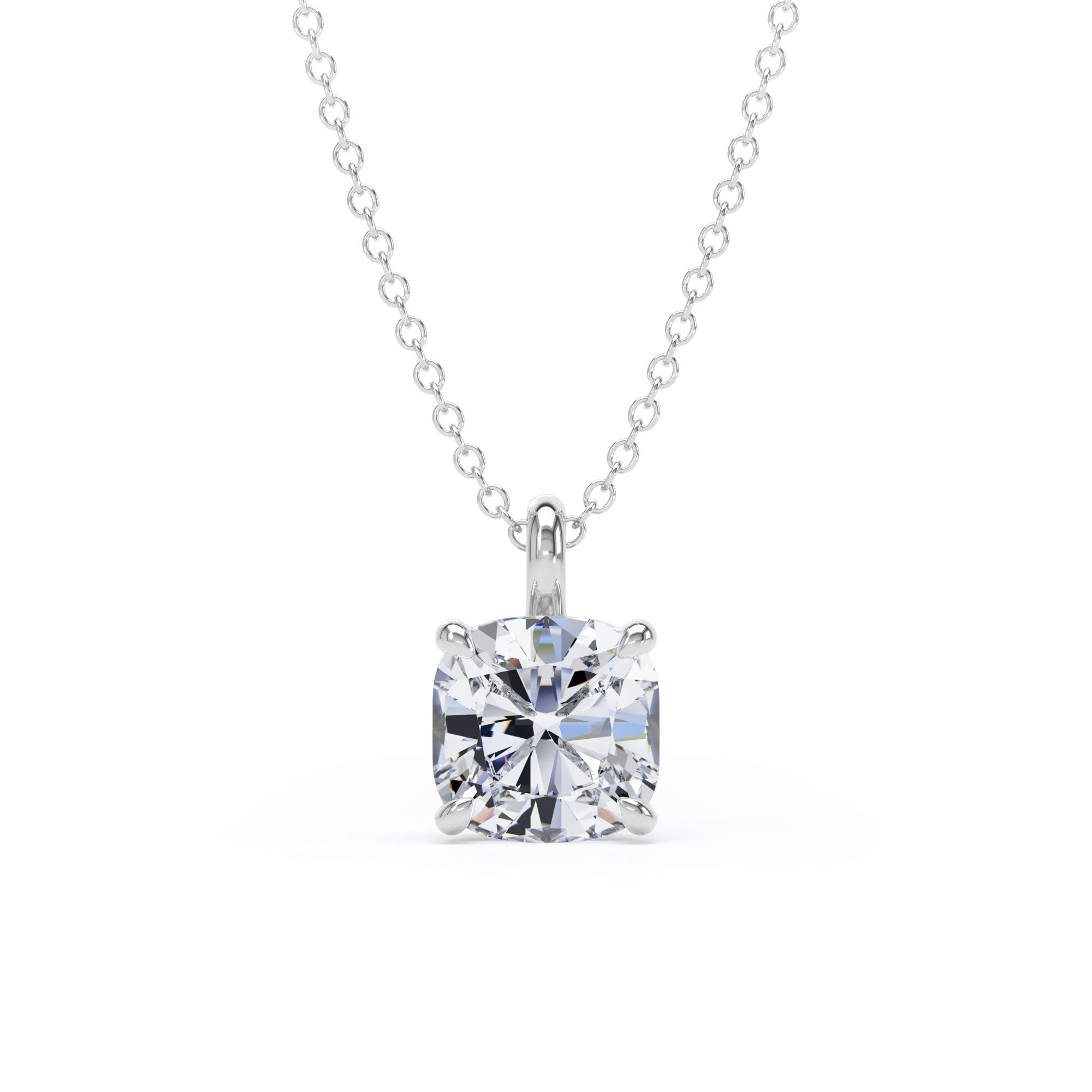 18ct White Gold 1.50cttw Cushion Cut Lab Grown Diamond Pendant