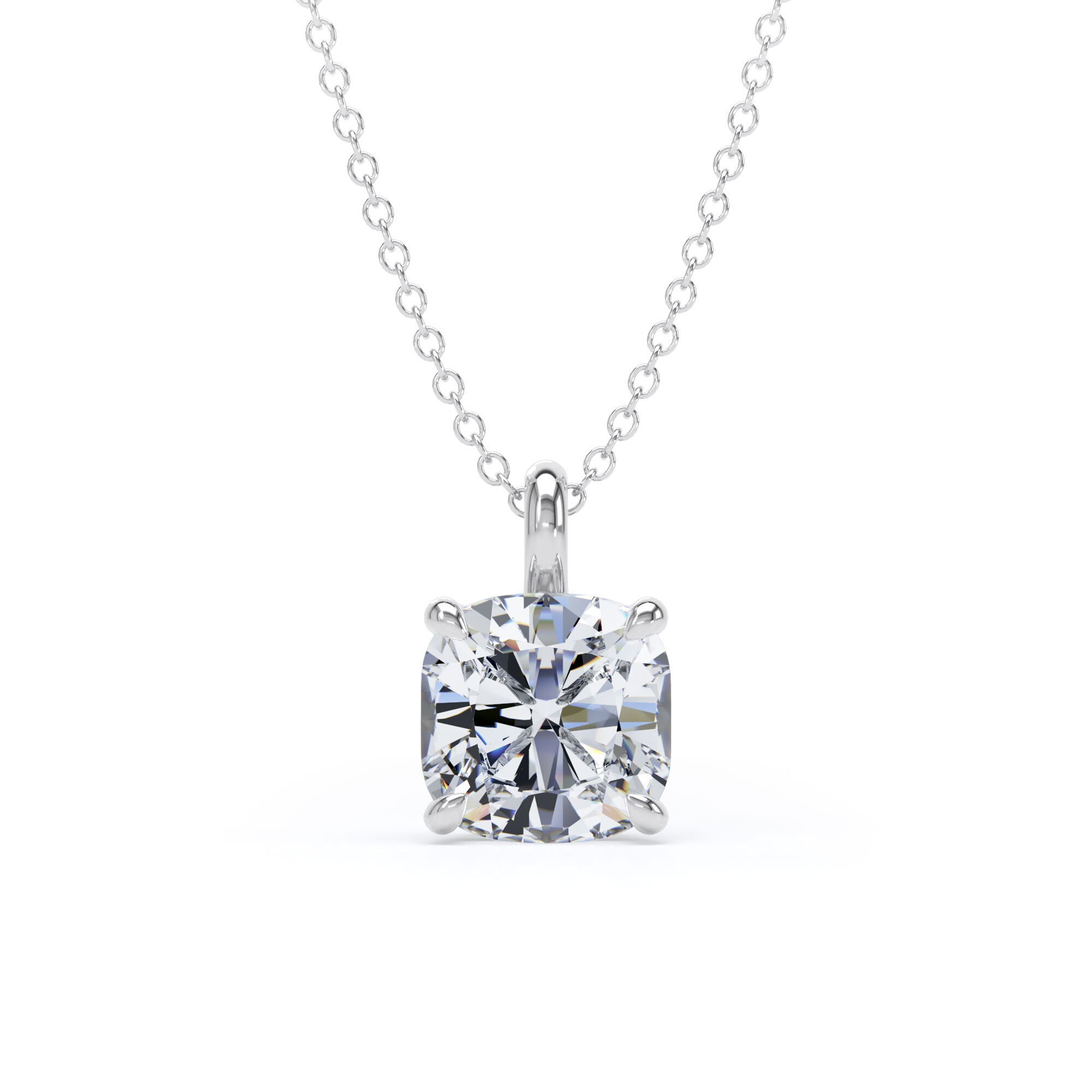 18ct White Gold 2.00cttw Cushion Cut Lab Grown Diamond Pendant
