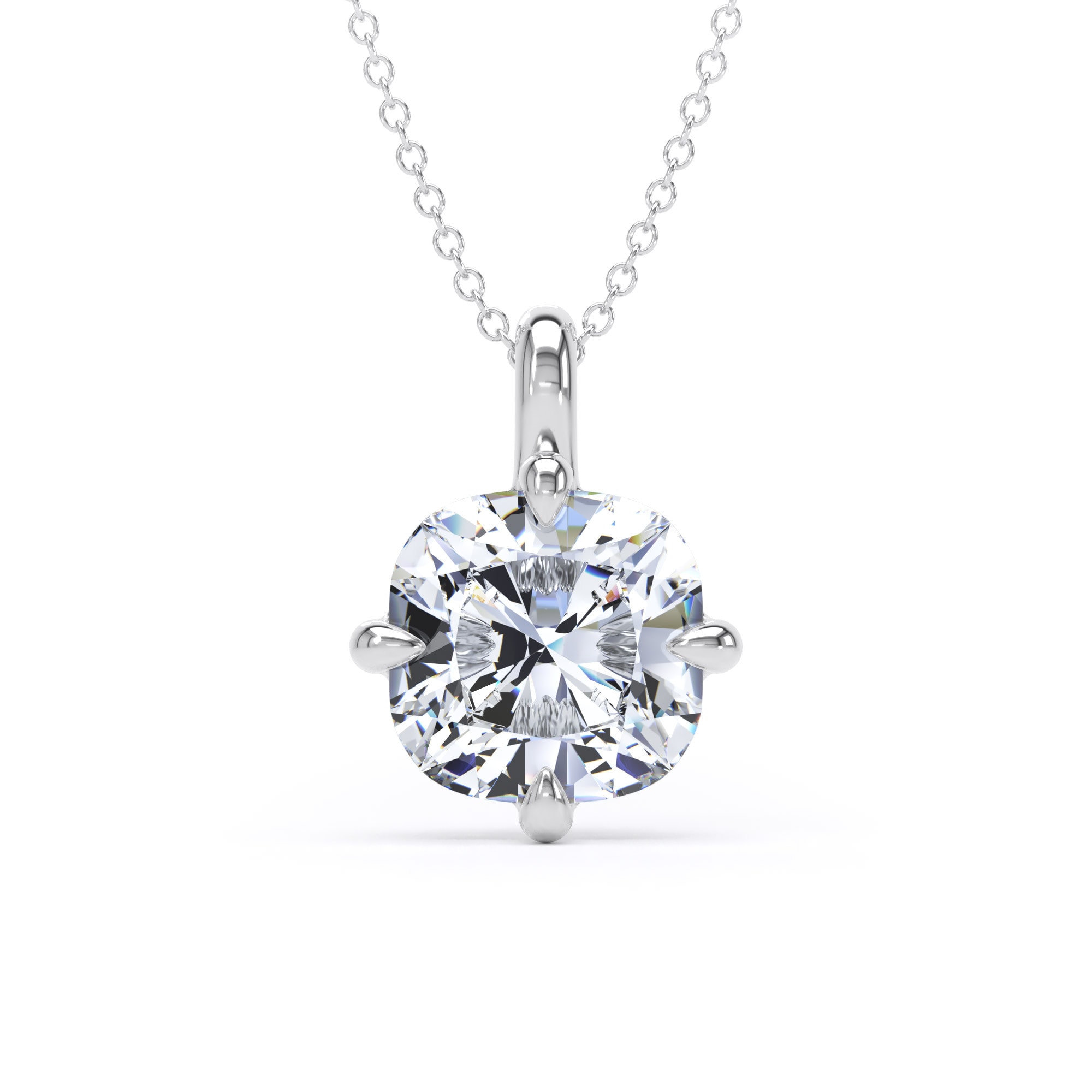 9ct White Gold Compass Set 4.00cttw Cushion Cut Lab Grown Diamond Pendant