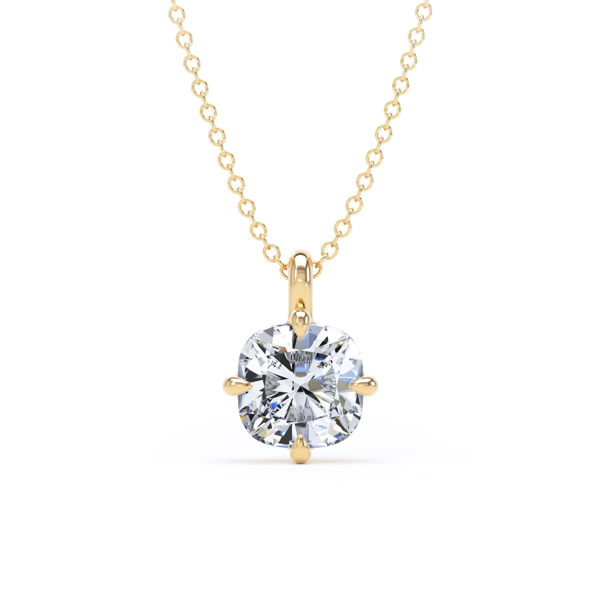 9ct Yellow Gold Compass Set 1.50cttw Cushion Cut Lab Grown Diamond Pendant