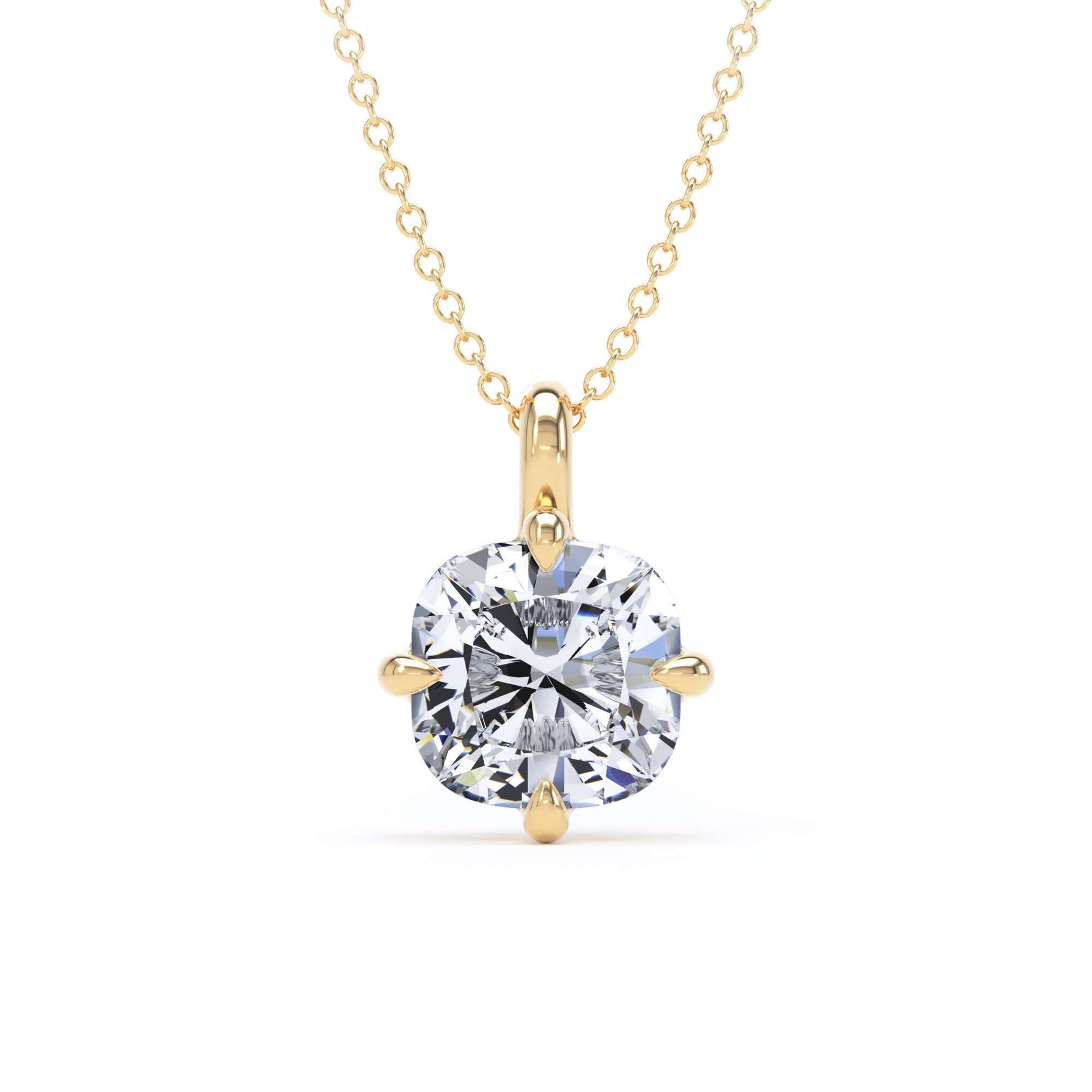 9ct Yellow Gold Compass Set 2.50cttw Cushion Cut Lab Grown Diamond Pendant