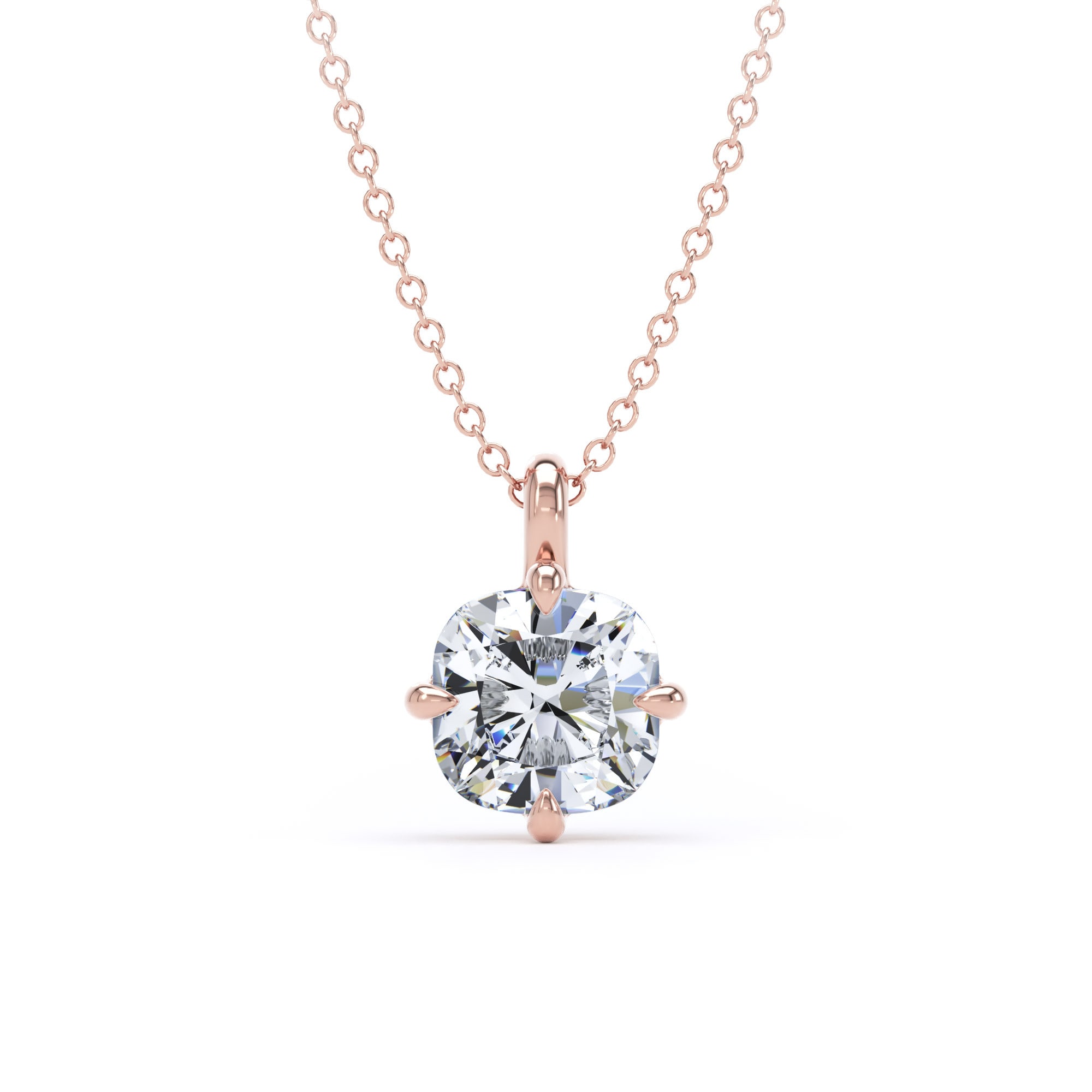 9ct Rose Gold Compass Set 1.50cttw Cushion Cut Lab Grown Diamond Pendant