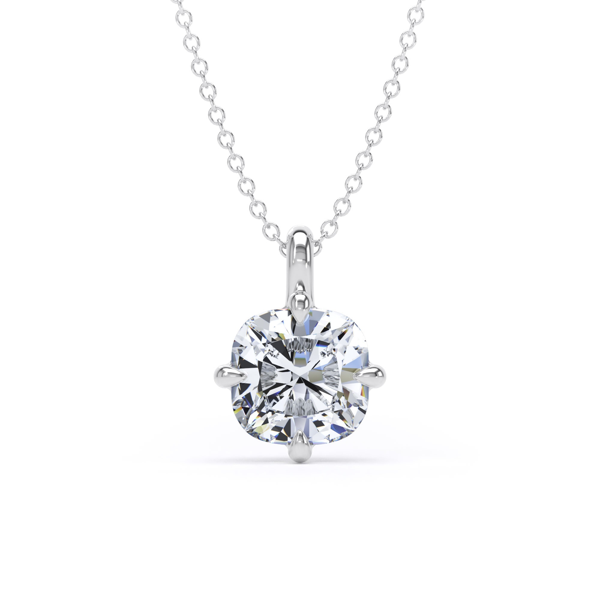 18ct White Gold Compass Set 2.00cttw Cushion Cut Lab Grown Diamond Pendant