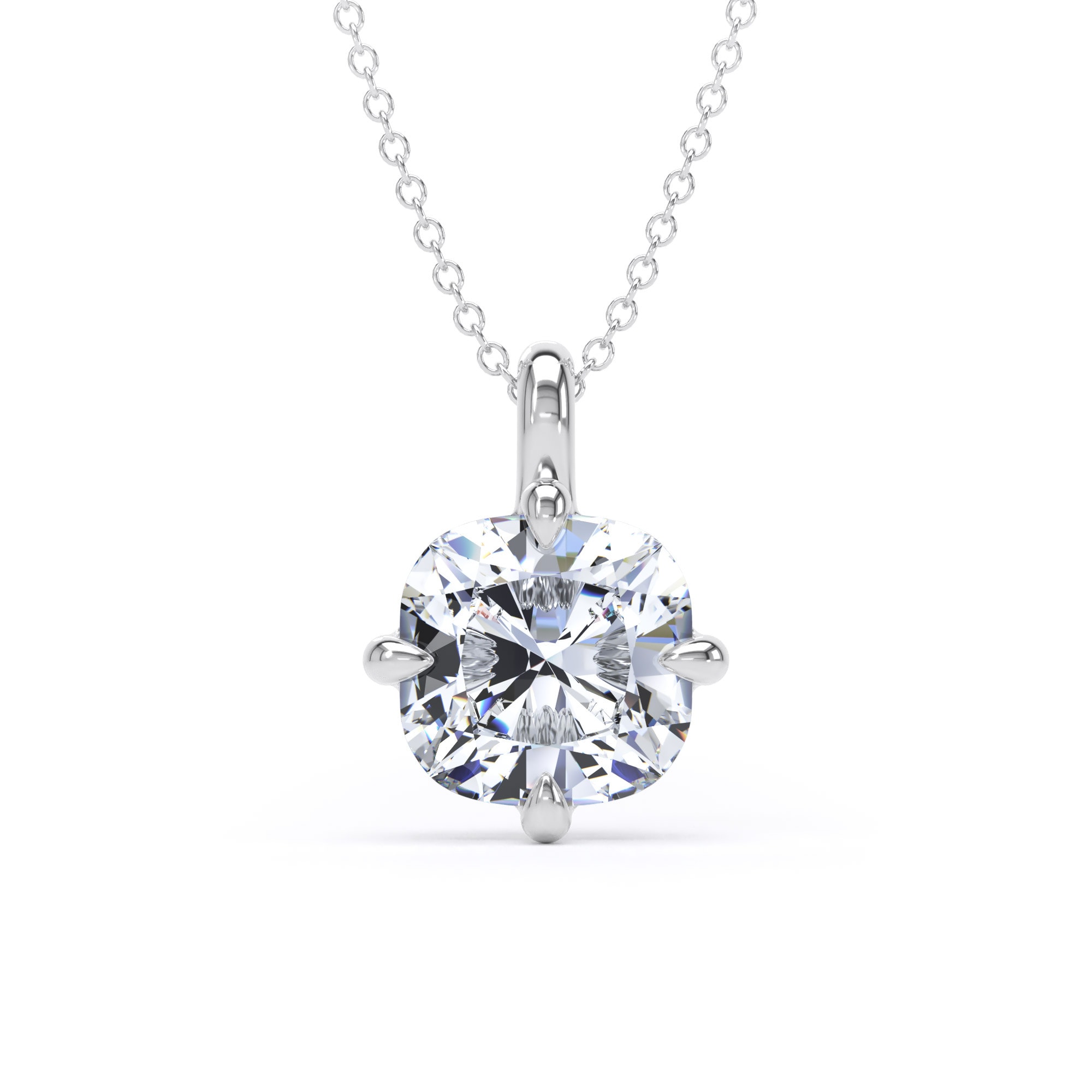 18ct White Gold Compass Set 3.00cttw Cushion Cut Lab Grown Diamond Pendant