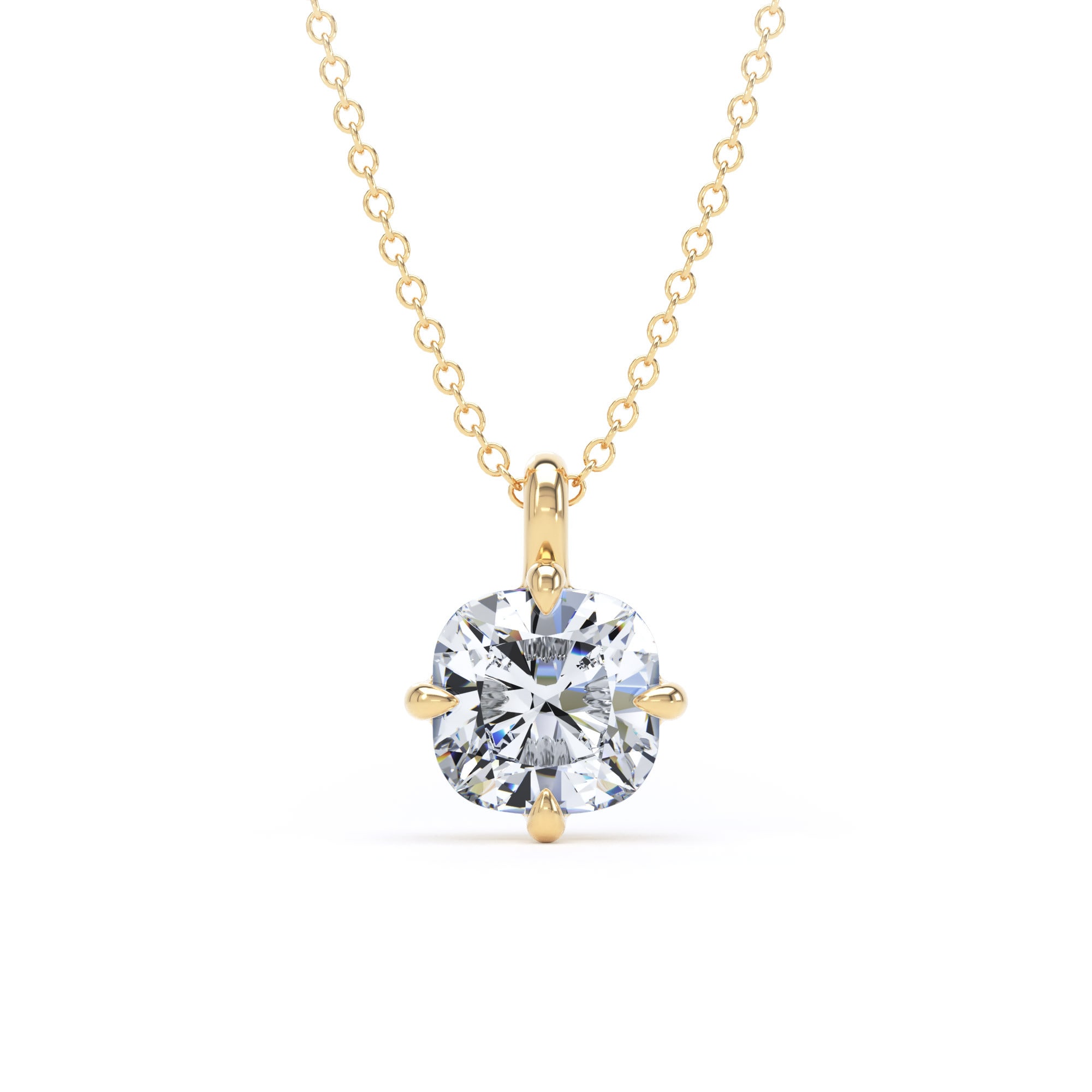18ct Yellow Gold Compass Set 1.50cttw Cushion Cut Lab Grown Diamond Pendant