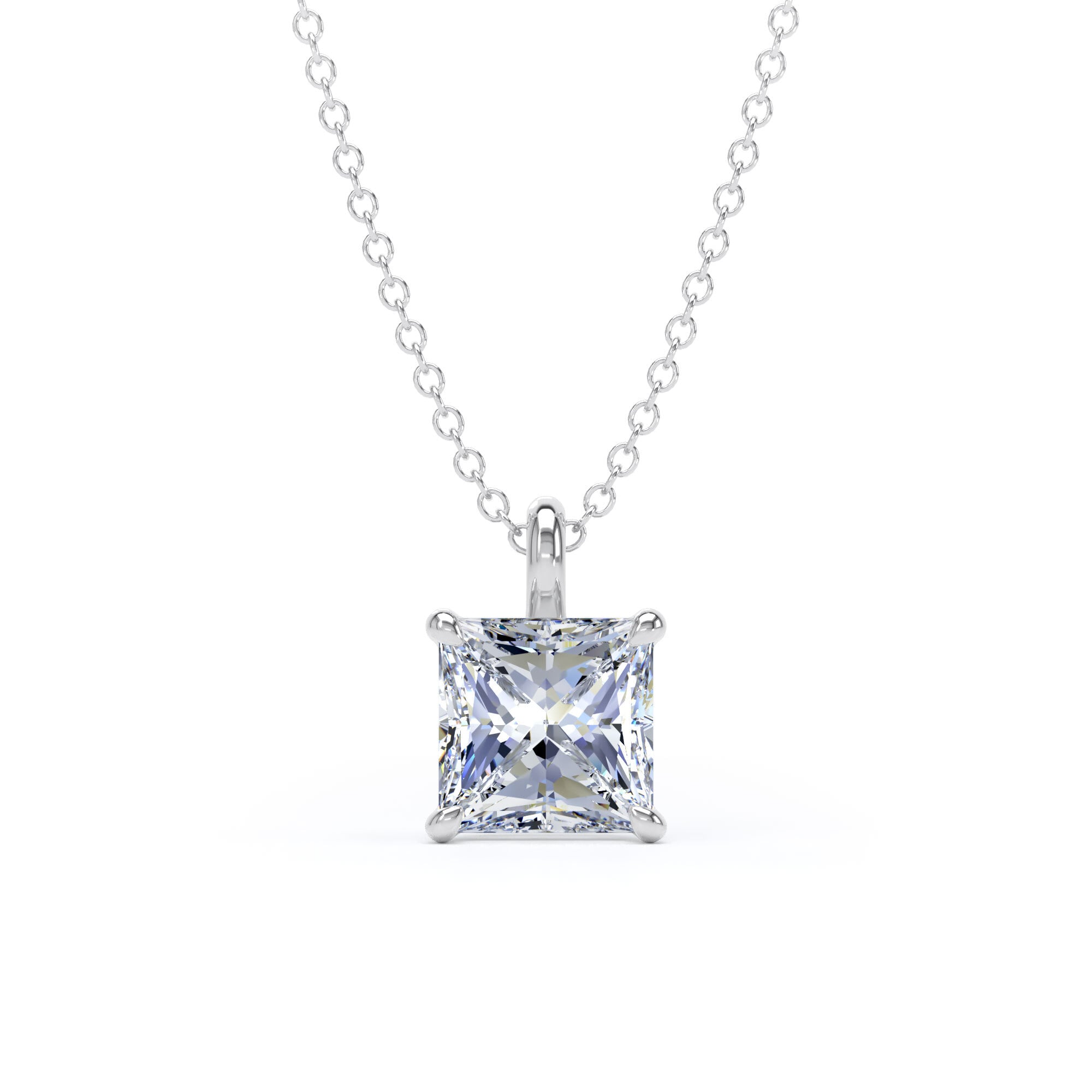 9ct White Gold 1.50cttw Princess Cut Lab Grown Diamond Pendant