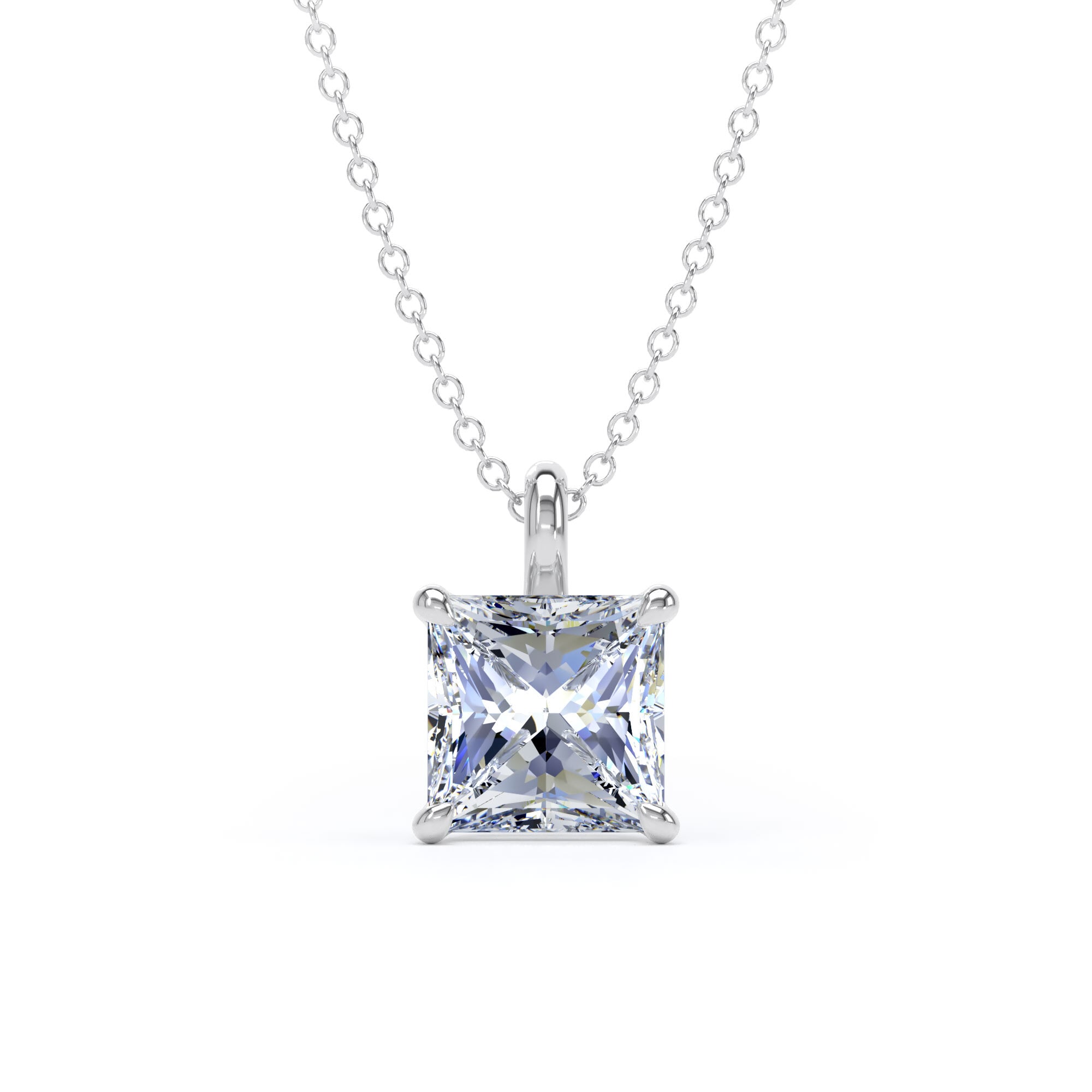 9ct White Gold 2.00cttw Princess Cut Lab Grown Diamond Pendant
