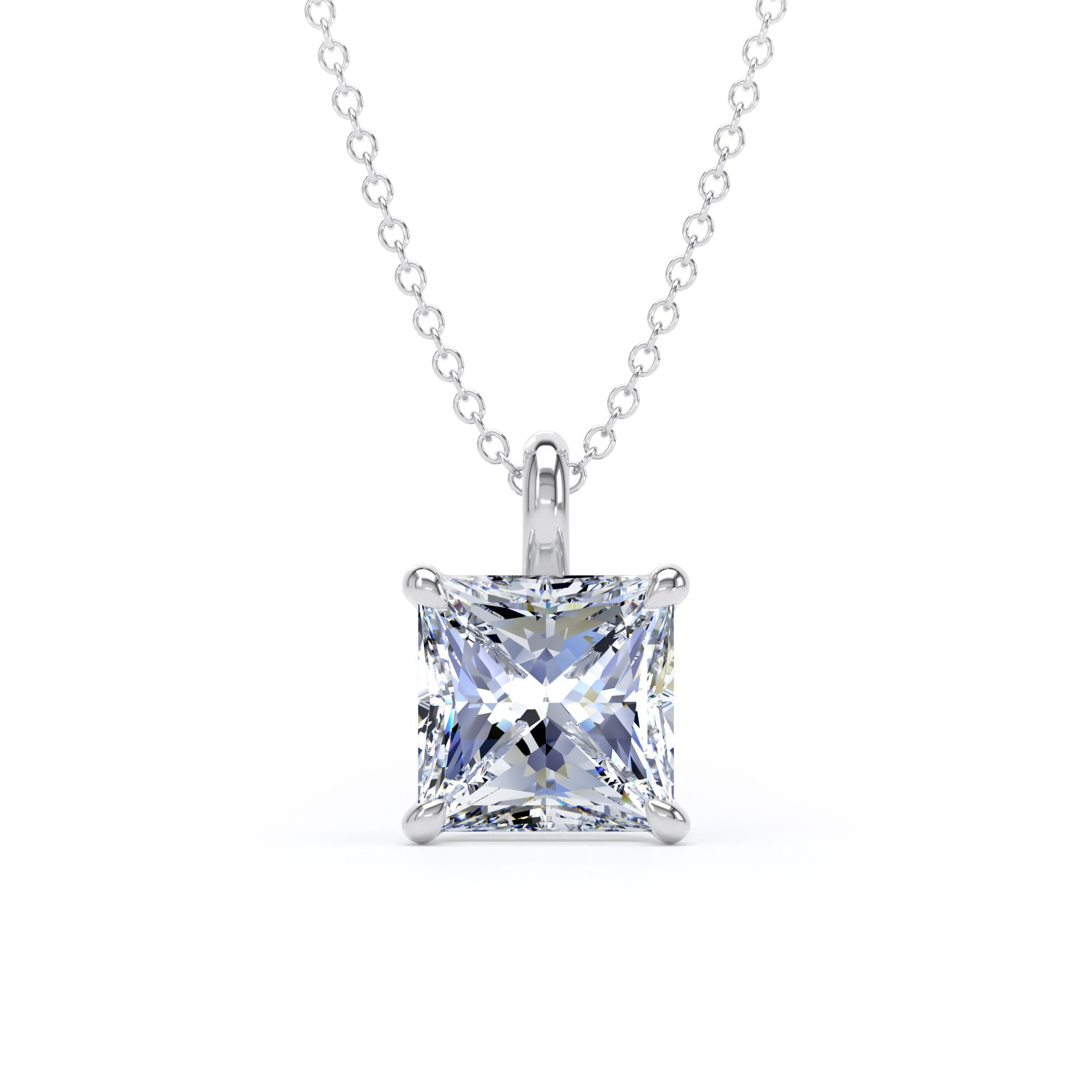 9ct White Gold 2.50cttw Princess Cut Lab Grown Diamond Pendant