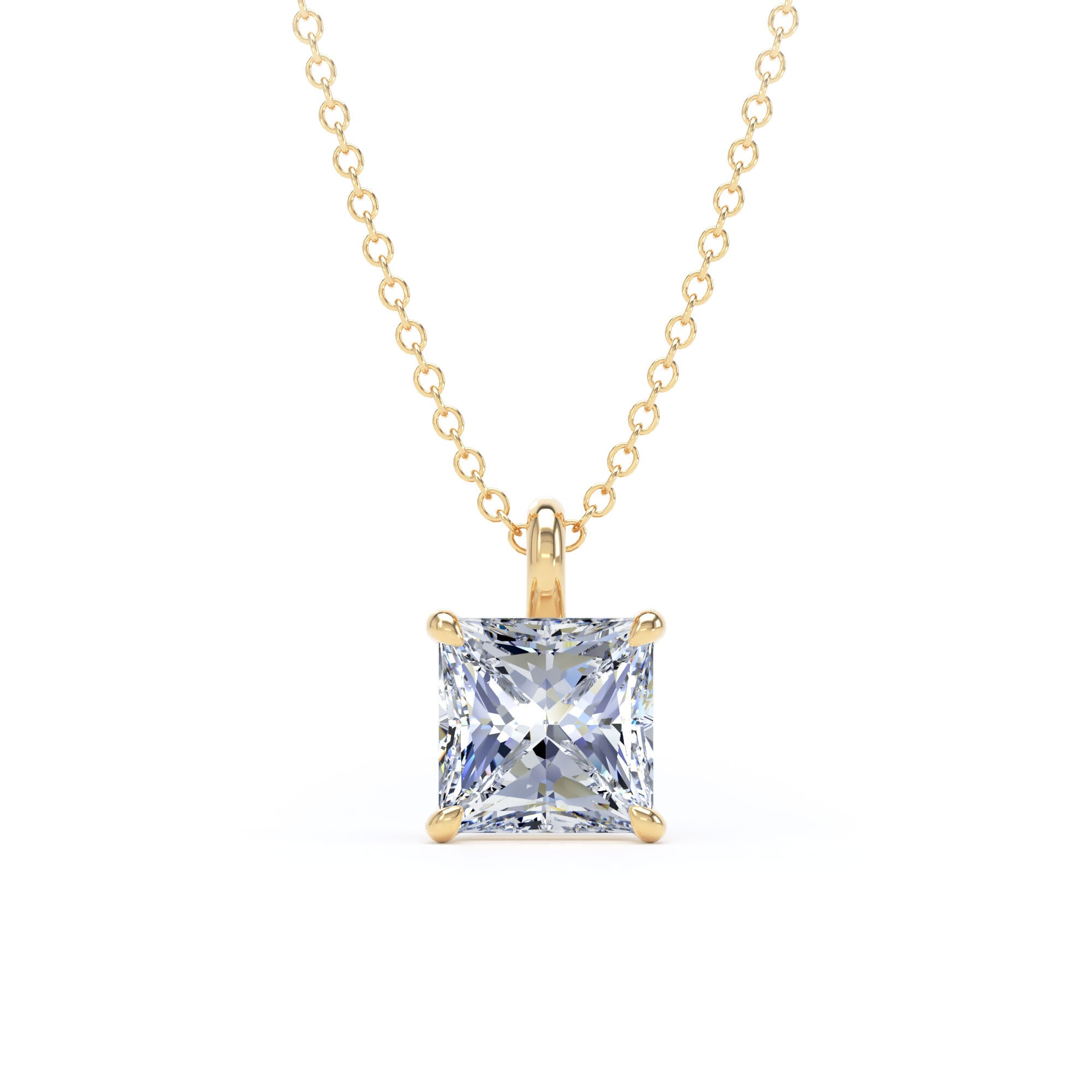 9ct Yellow Gold 1.50cttw Princess Cut Lab Grown Diamond Pendant