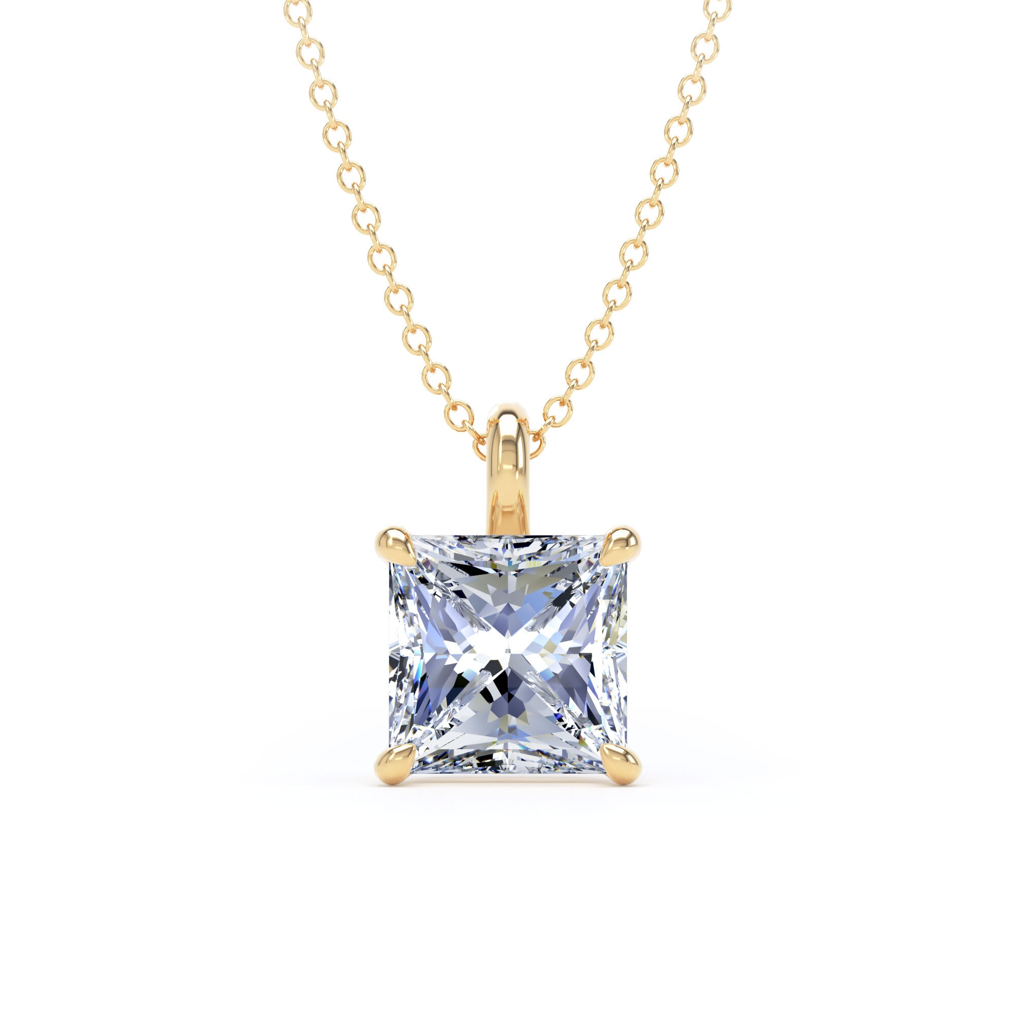 9ct Yellow Gold 2.50cttw Princess Cut Lab Grown Diamond Pendant