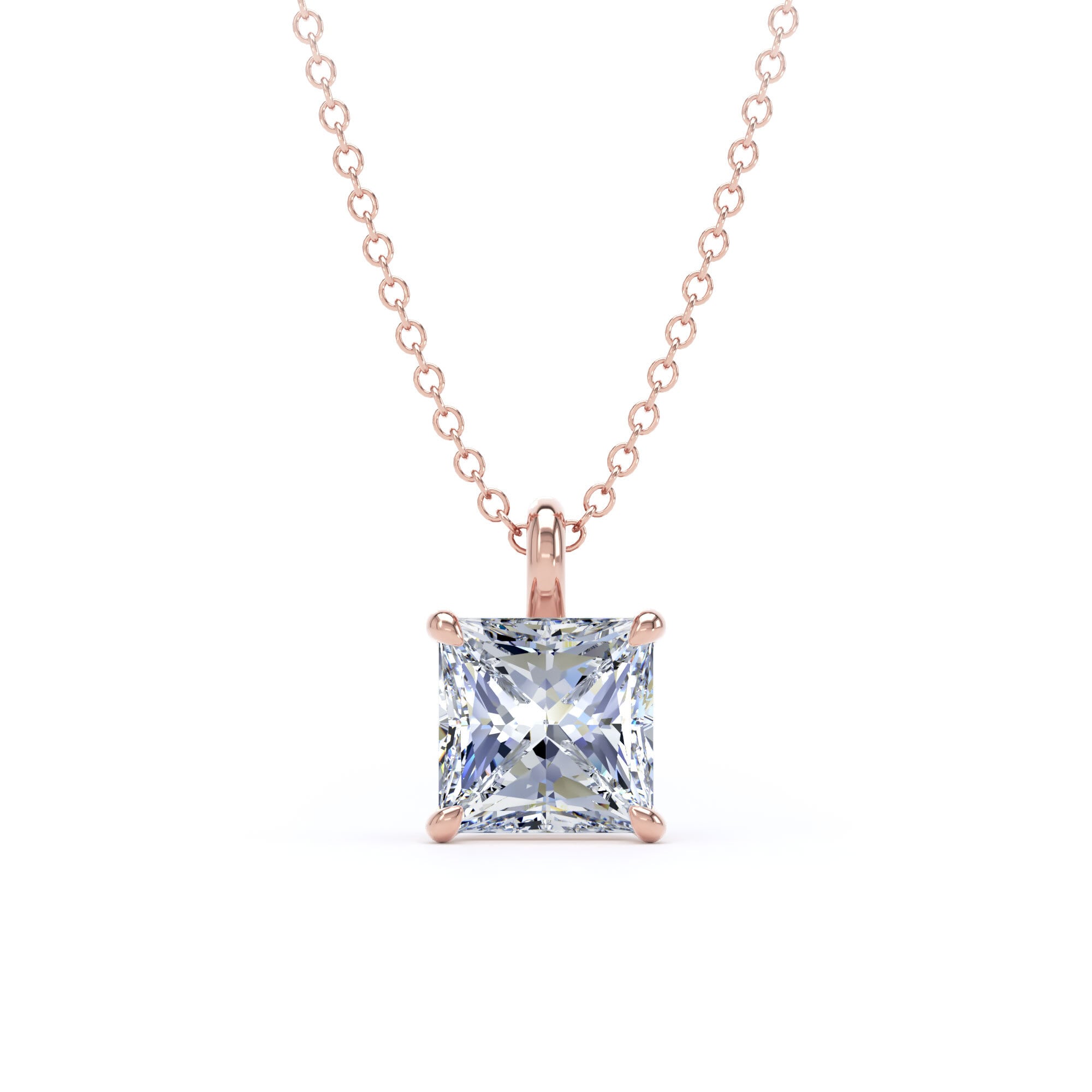 9ct Rose Gold 1.50cttw Princess Cut Lab Grown Diamond Pendant