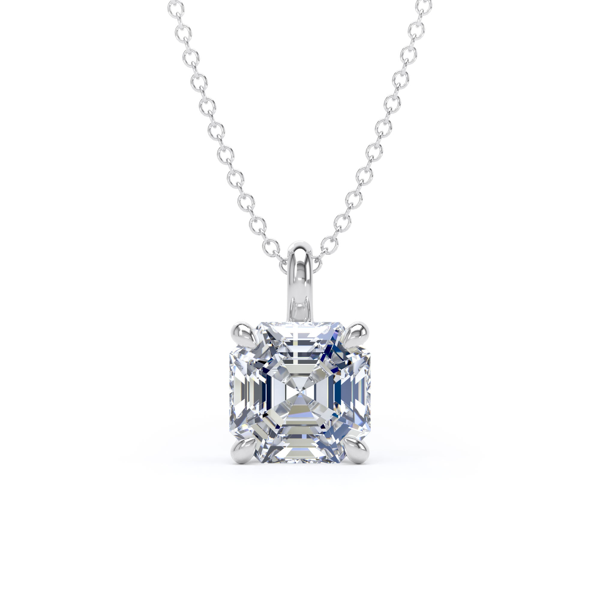 9ct White Gold 2.50cttw Asscher Cut Lab Grown Diamond Pendant