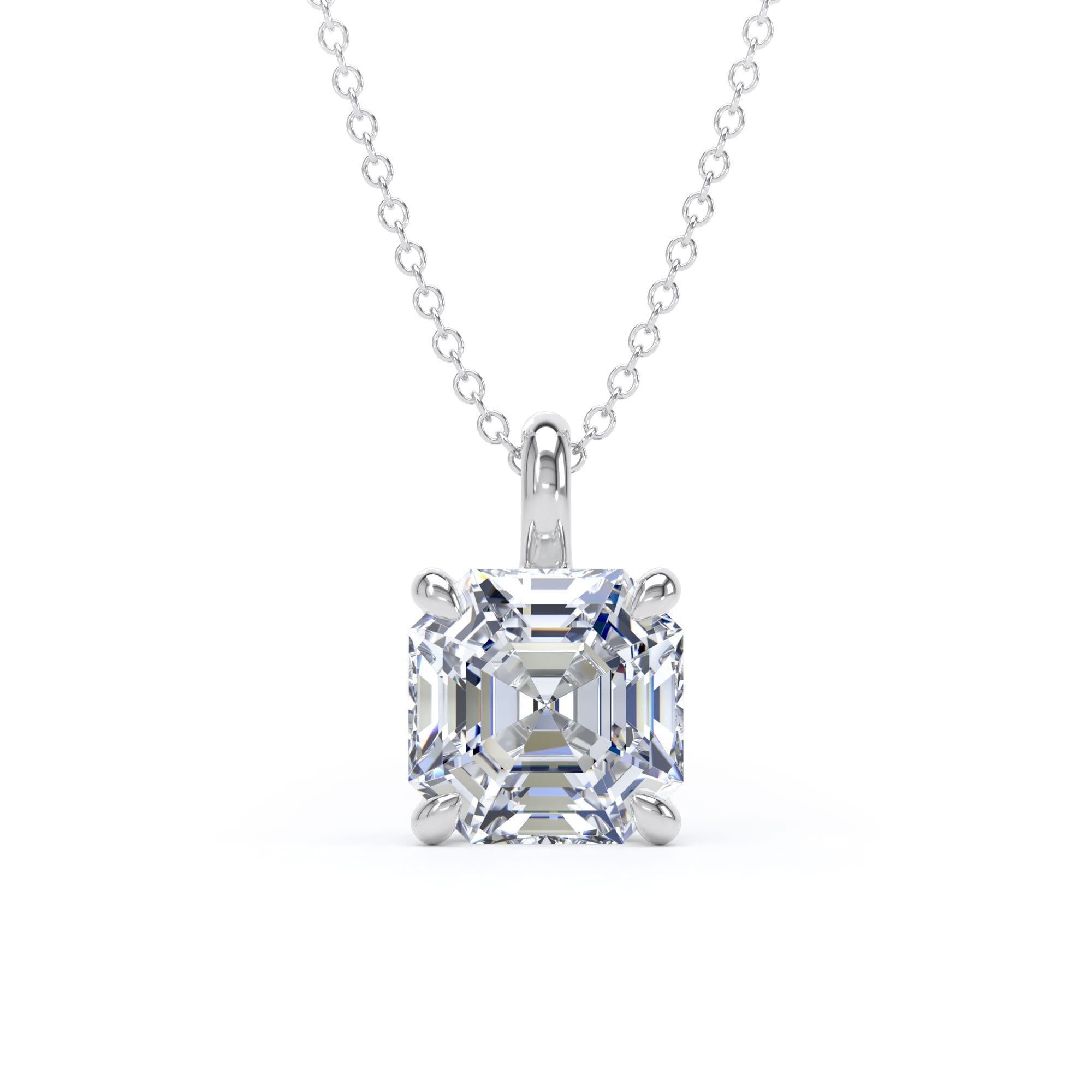 9ct White Gold 3.00cttw Asscher Cut Lab Grown Diamond Pendant