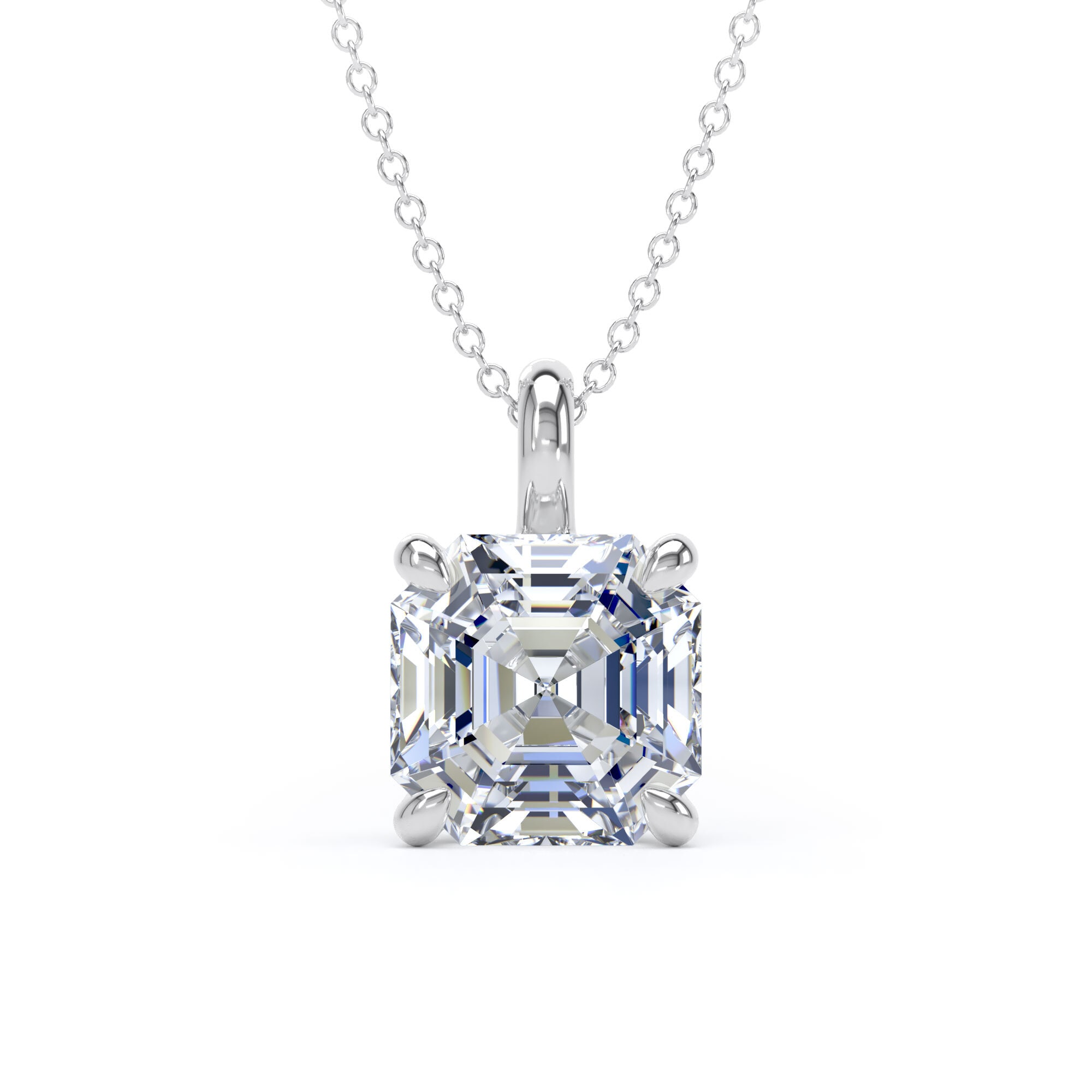 9ct White Gold 4.00cttw Asscher Cut Lab Grown Diamond Pendant