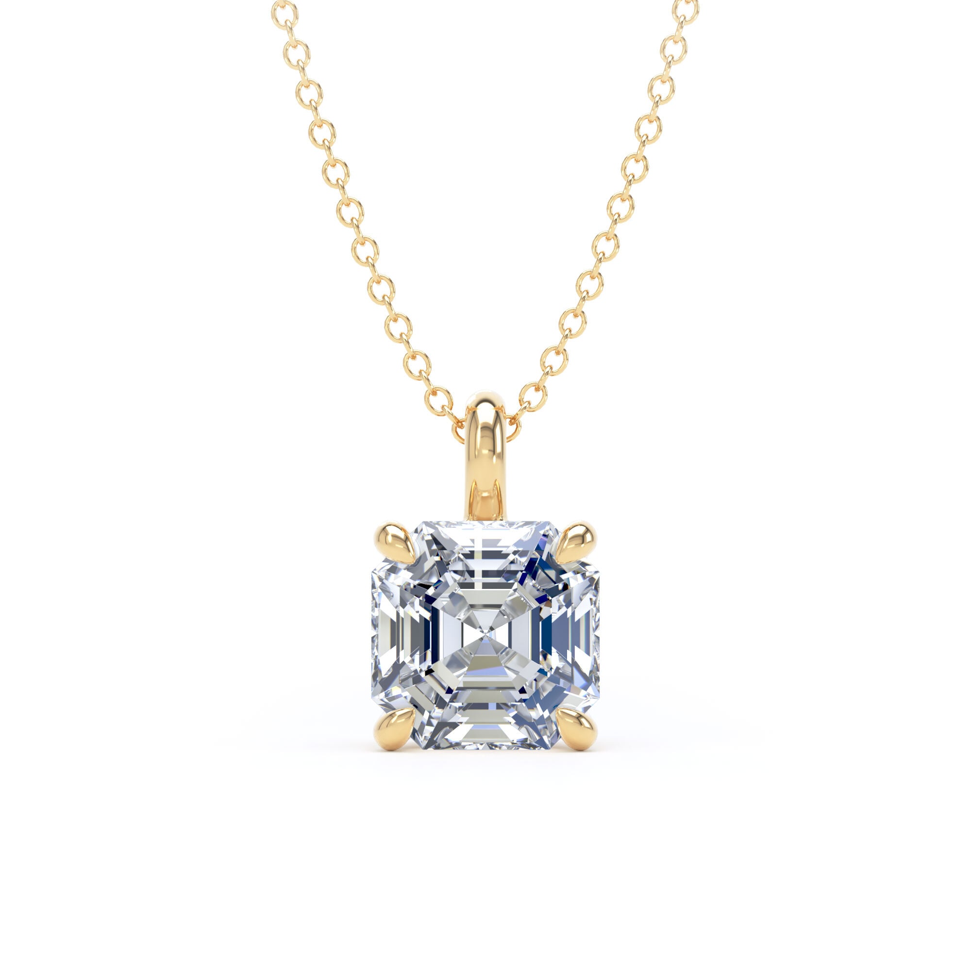 9ct Yellow Gold 2.50cttw Asscher Cut Lab Grown Diamond Pendant