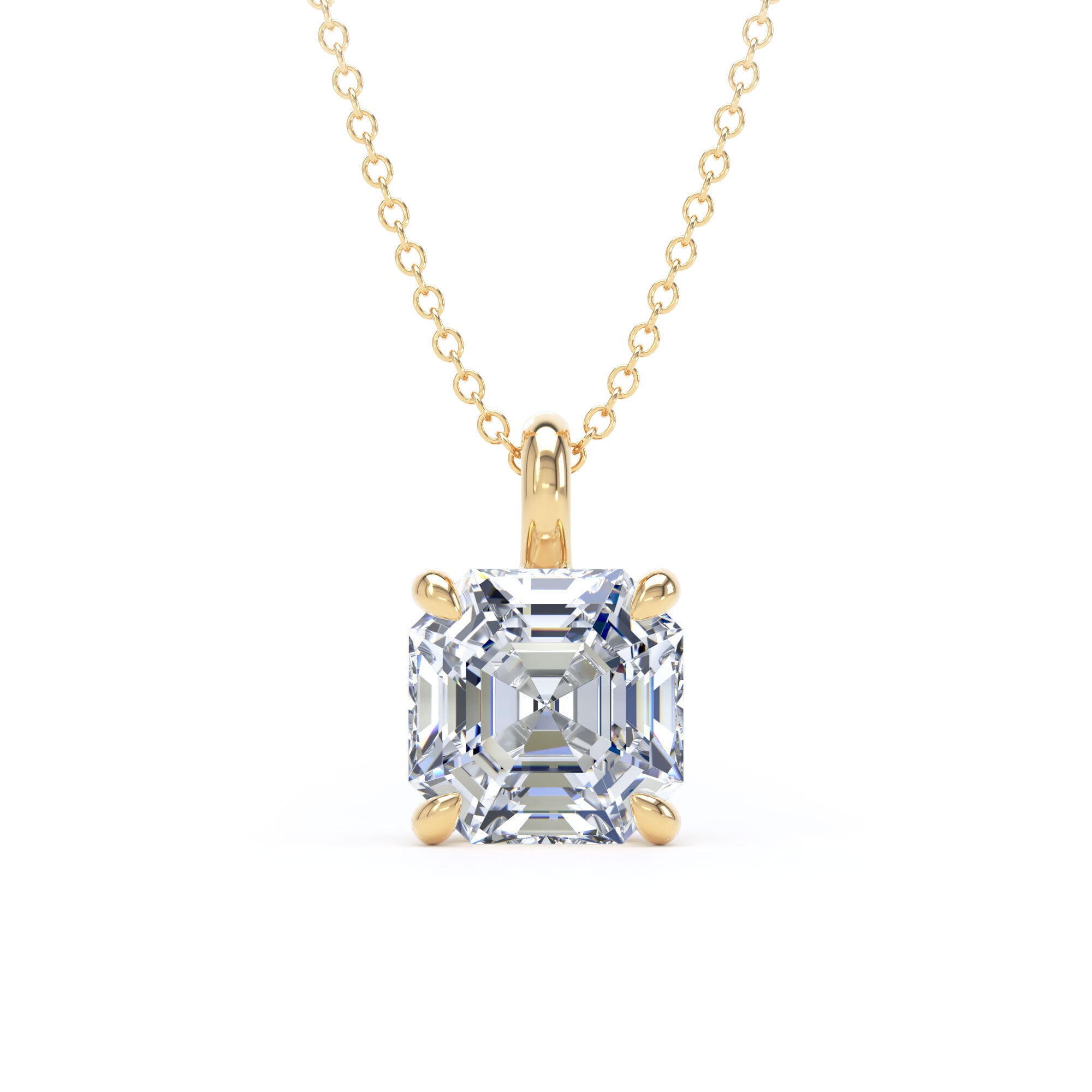 9ct Yellow Gold 3.00cttw Asscher Cut Lab Grown Diamond Pendant