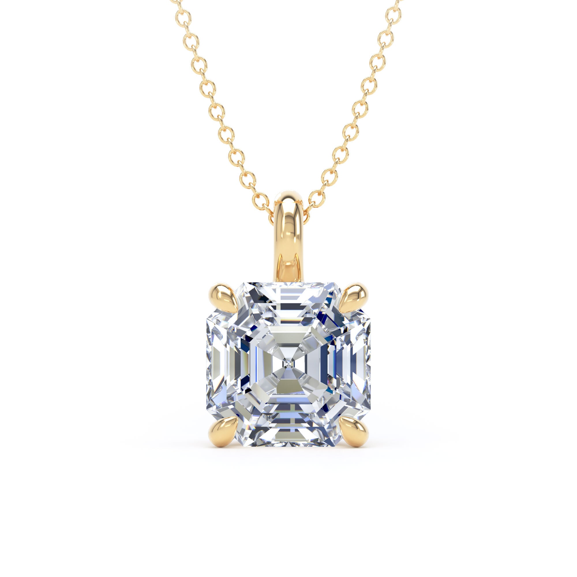 9ct Yellow Gold 4.00cttw Asscher Cut Lab Grown Diamond Pendant