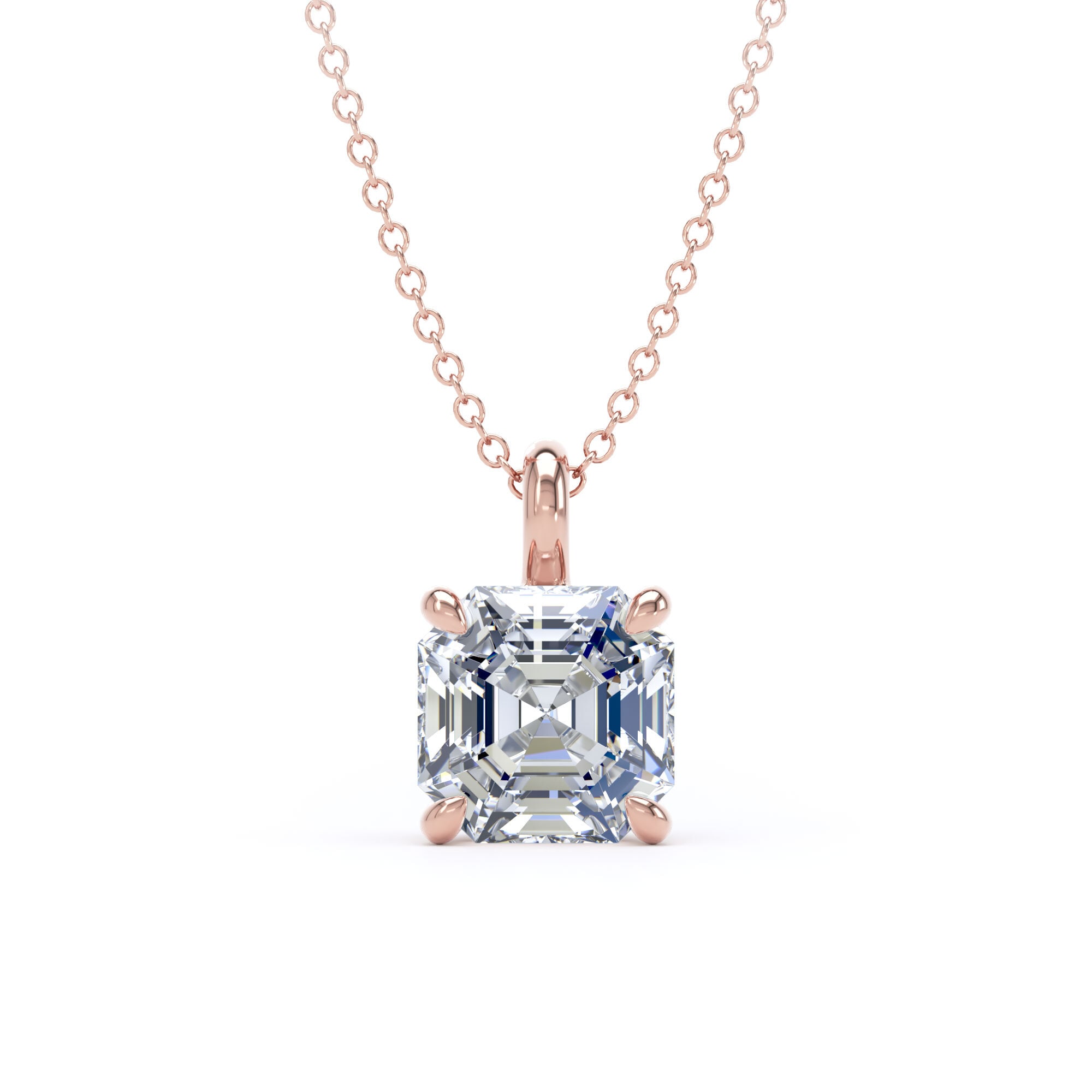 9ct Rose Gold 2.50cttw Asscher Cut Lab Grown Diamond Pendant