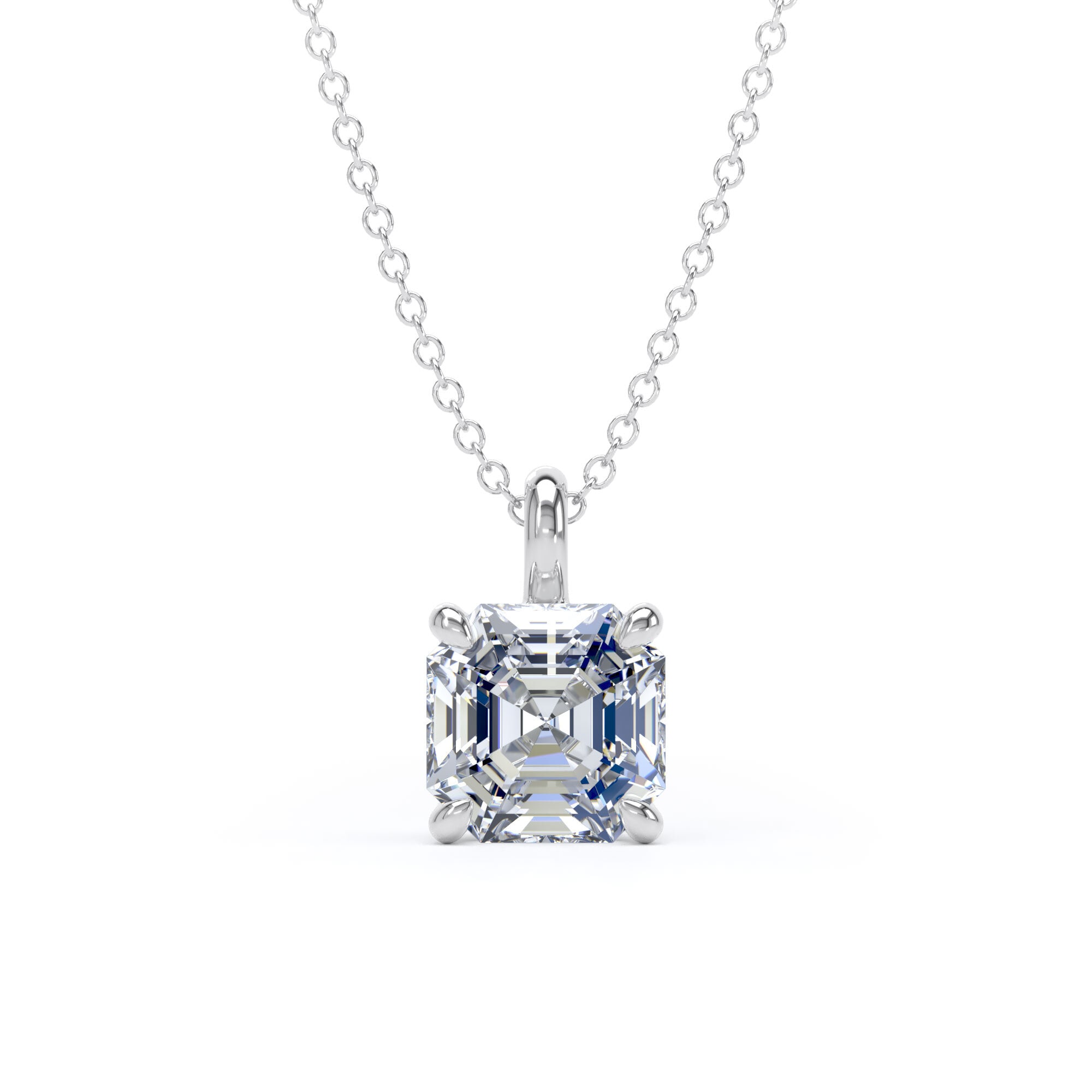 18ct White Gold 2.00cttw Asscher Cut Lab Grown Diamond Pendant
