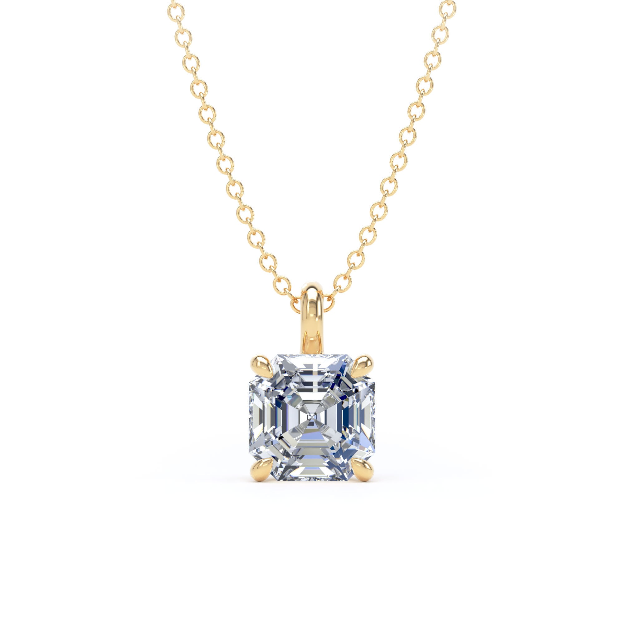 18ct Yellow Gold 1.50cttw Asscher Cut Lab Grown Diamond Pendant