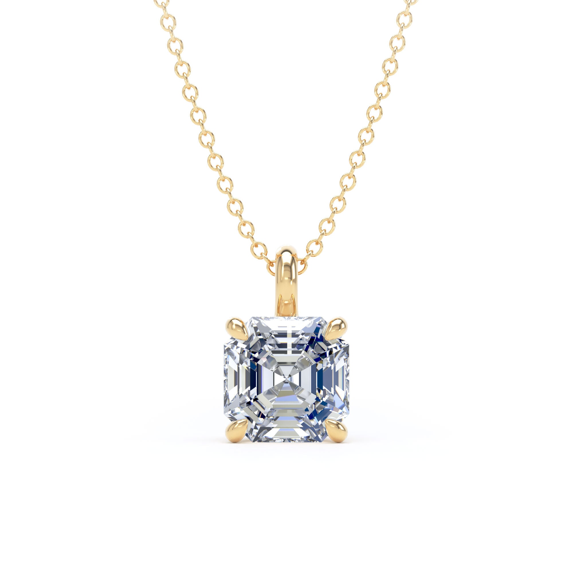 18ct Yellow Gold 2.00cttw Asscher Cut Lab Grown Diamond Pendant