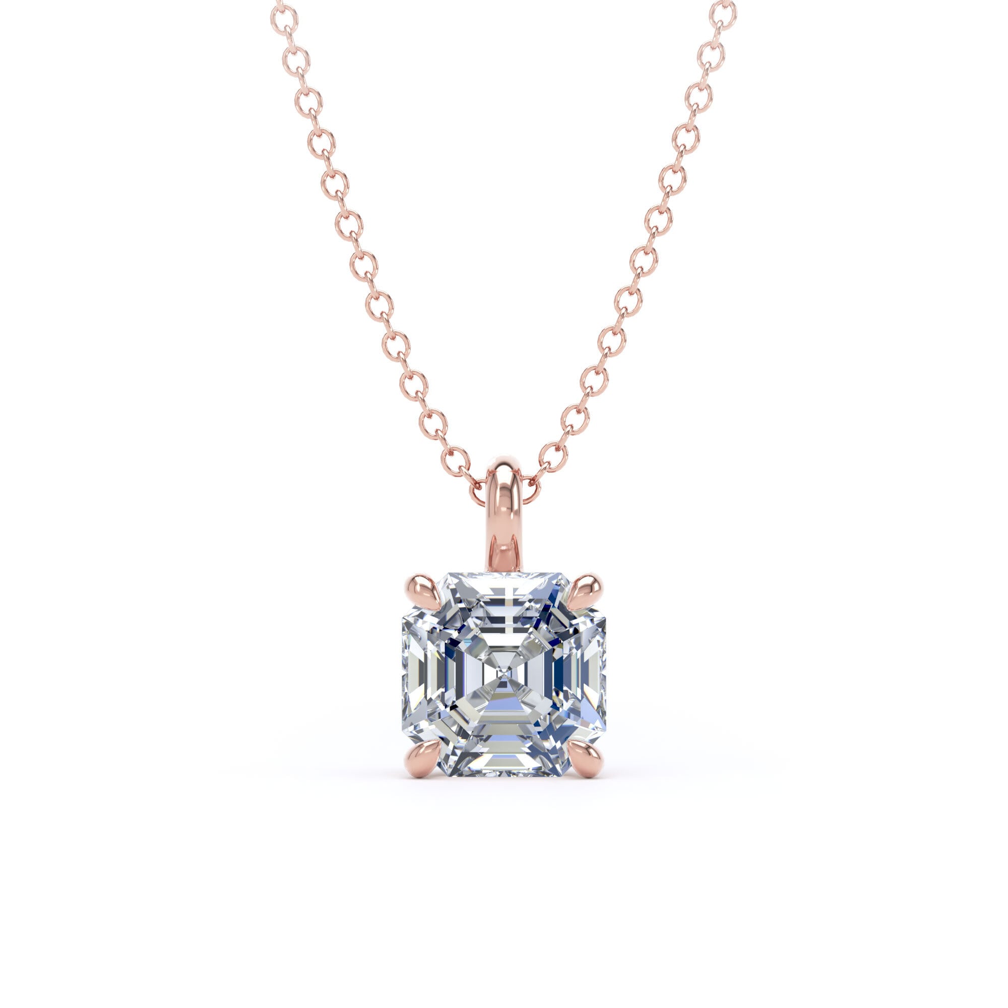 18ct Rose Gold 1.50cttw Asscher Cut Lab Grown Diamond Pendant