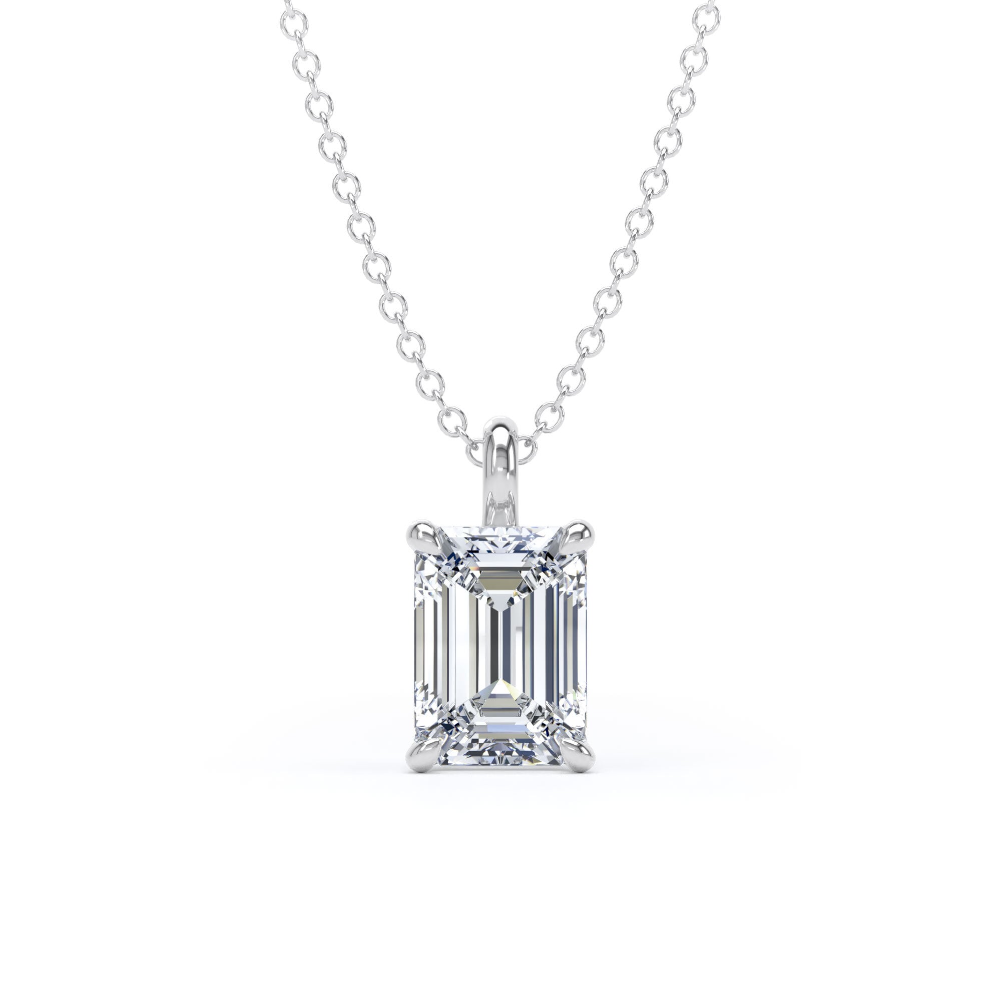 9ct White Gold 1.50cttw Emerald Cut Lab Grown Diamond Pendant