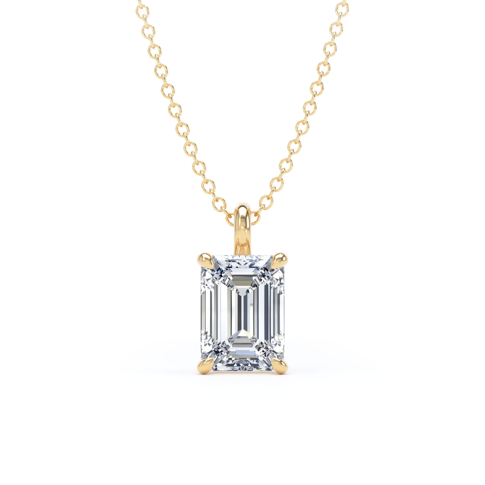 18ct Yellow Gold 1.50cttw Emerald Cut Lab Grown Diamond Pendant