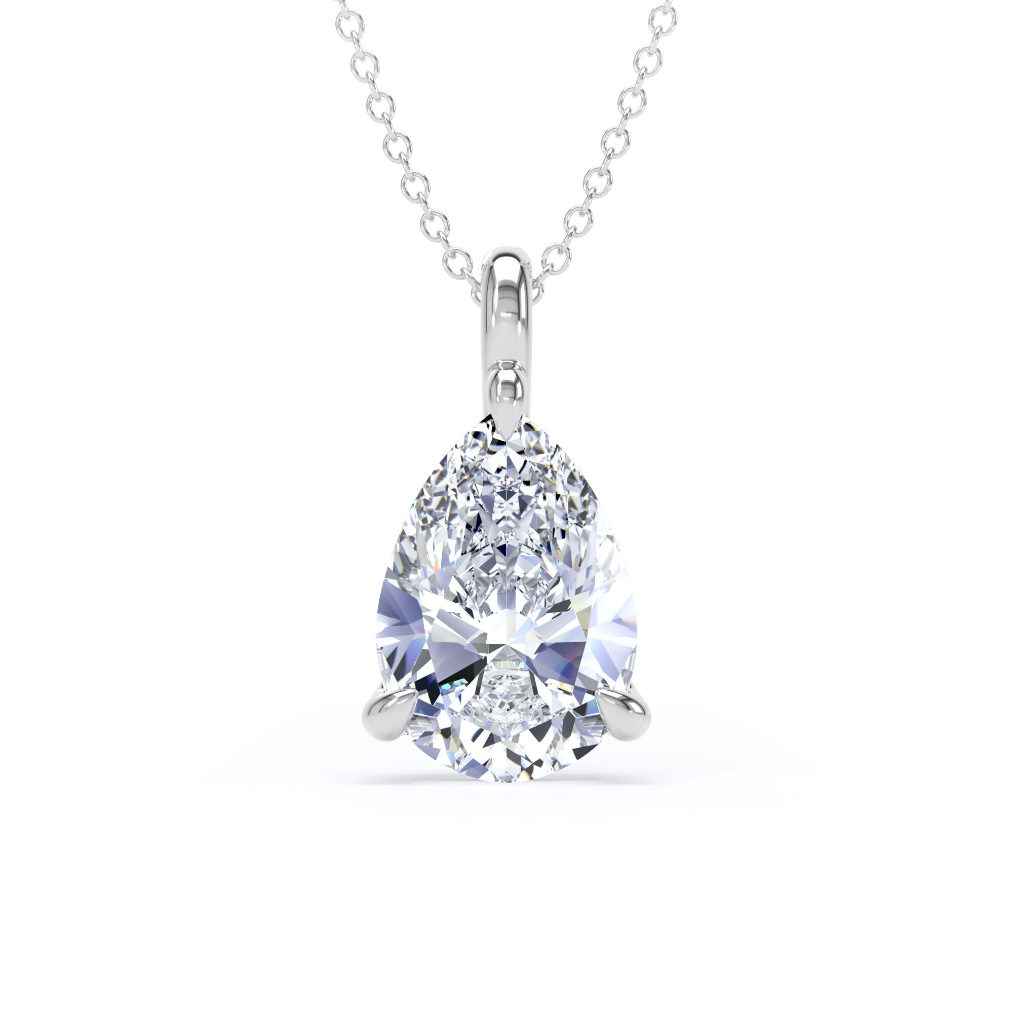 9ct White Gold 3.00cttw Pear Cut Lab Grown Diamond Pendant