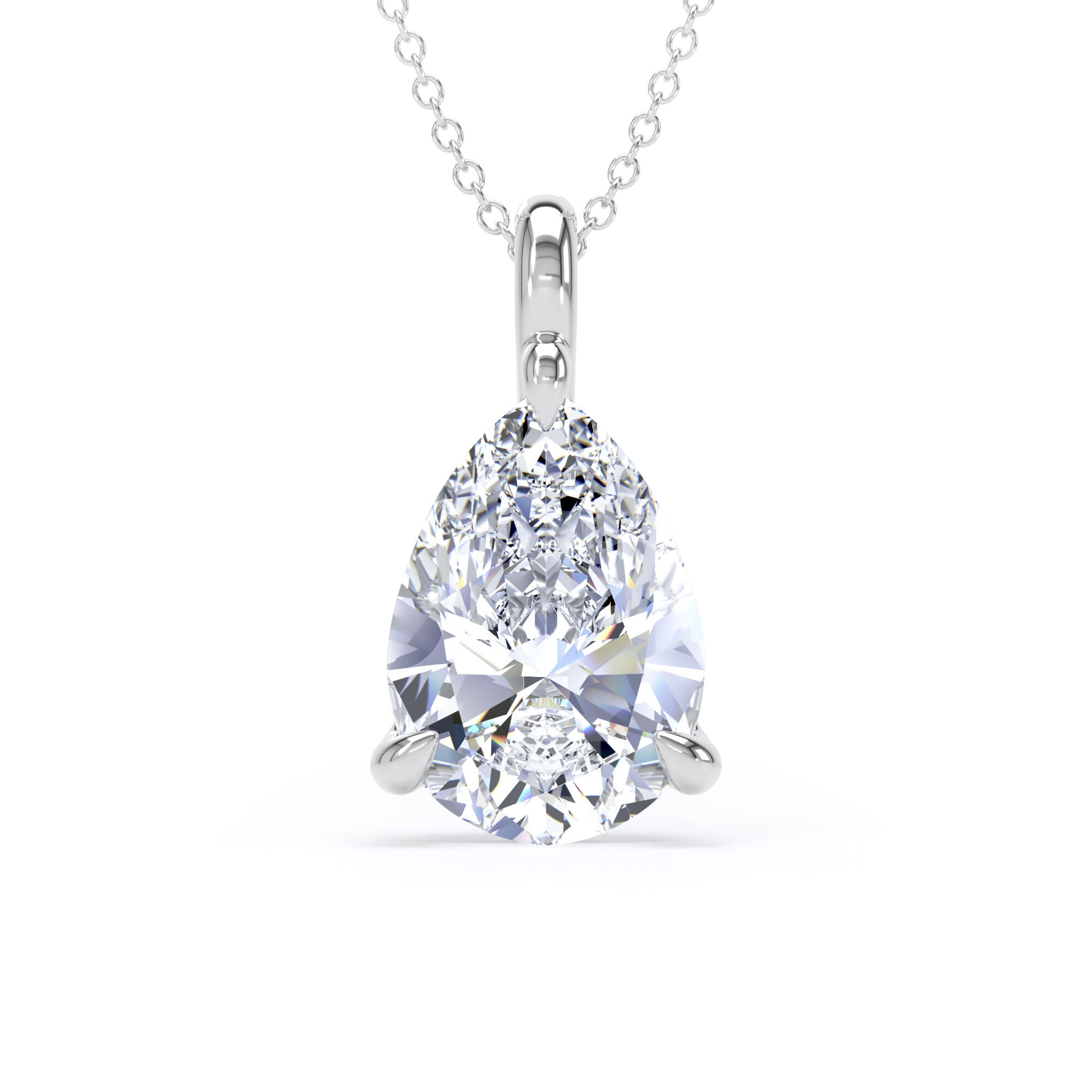 9ct White Gold 4.00cttw Pear Cut Lab Grown Diamond Pendant